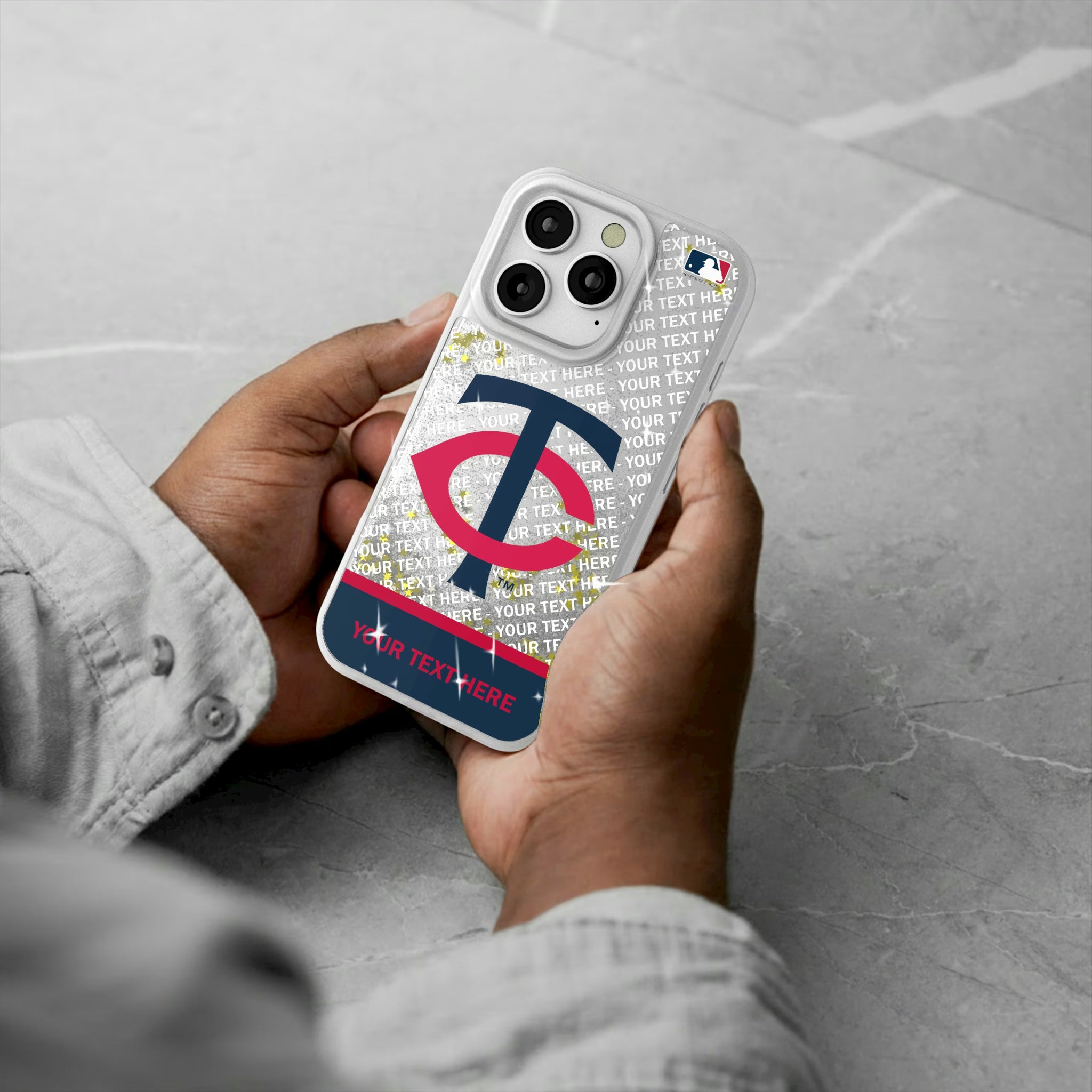 Minnesota Twins Personalized EndZone Plus iPhone Glitter Phone Case for Apple iPhone - Lifestyle#Device_iPhone 16 Pro