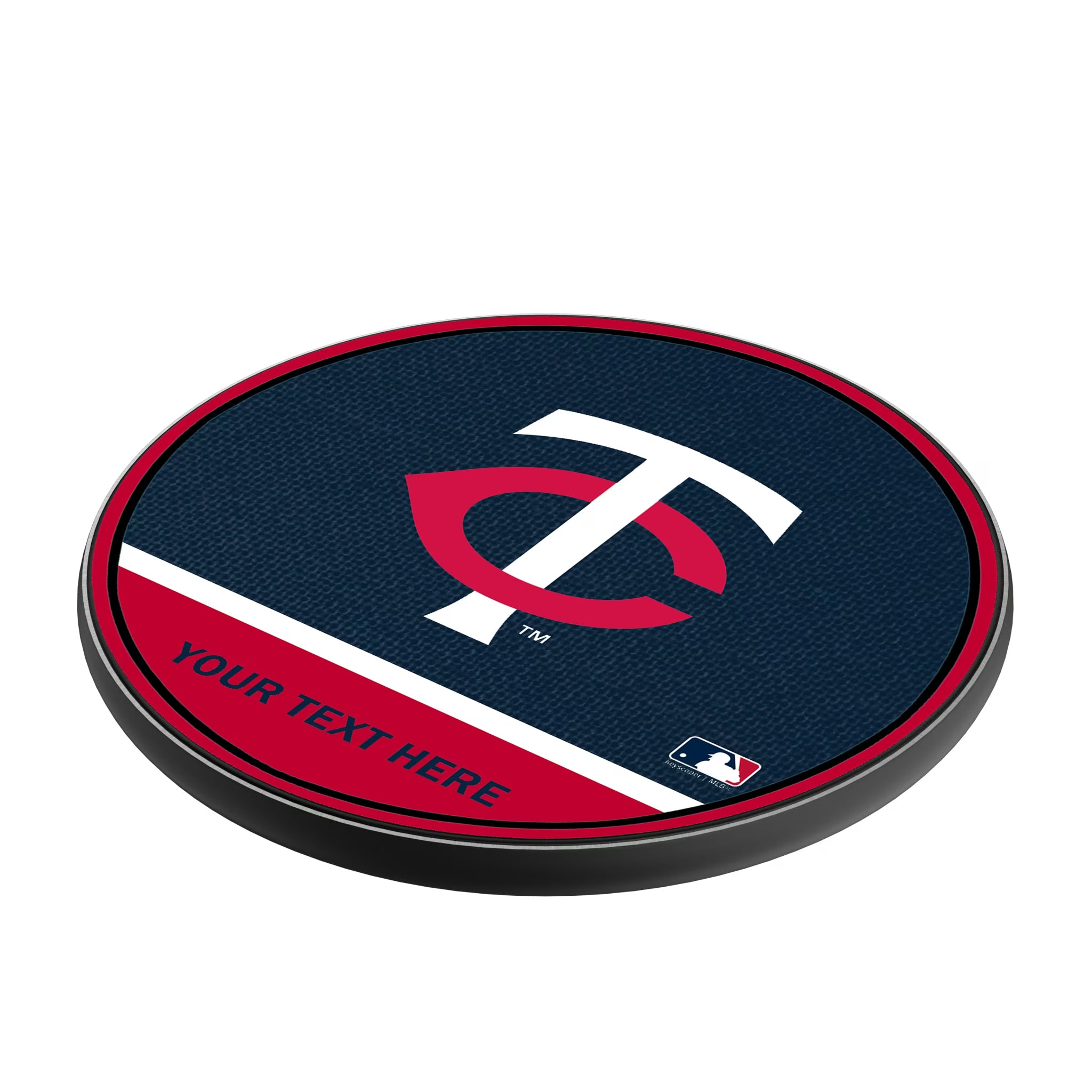 Minnesota Twins Personalized Endzone Solid 15-Watt Wireless Charger - Isometric View
