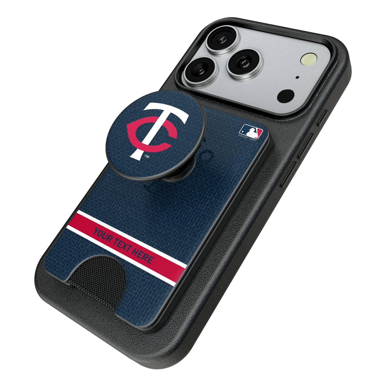 Minnesota Twins Personalized Endzone Solid Popsockets Wallet Magnetic - Isometric View