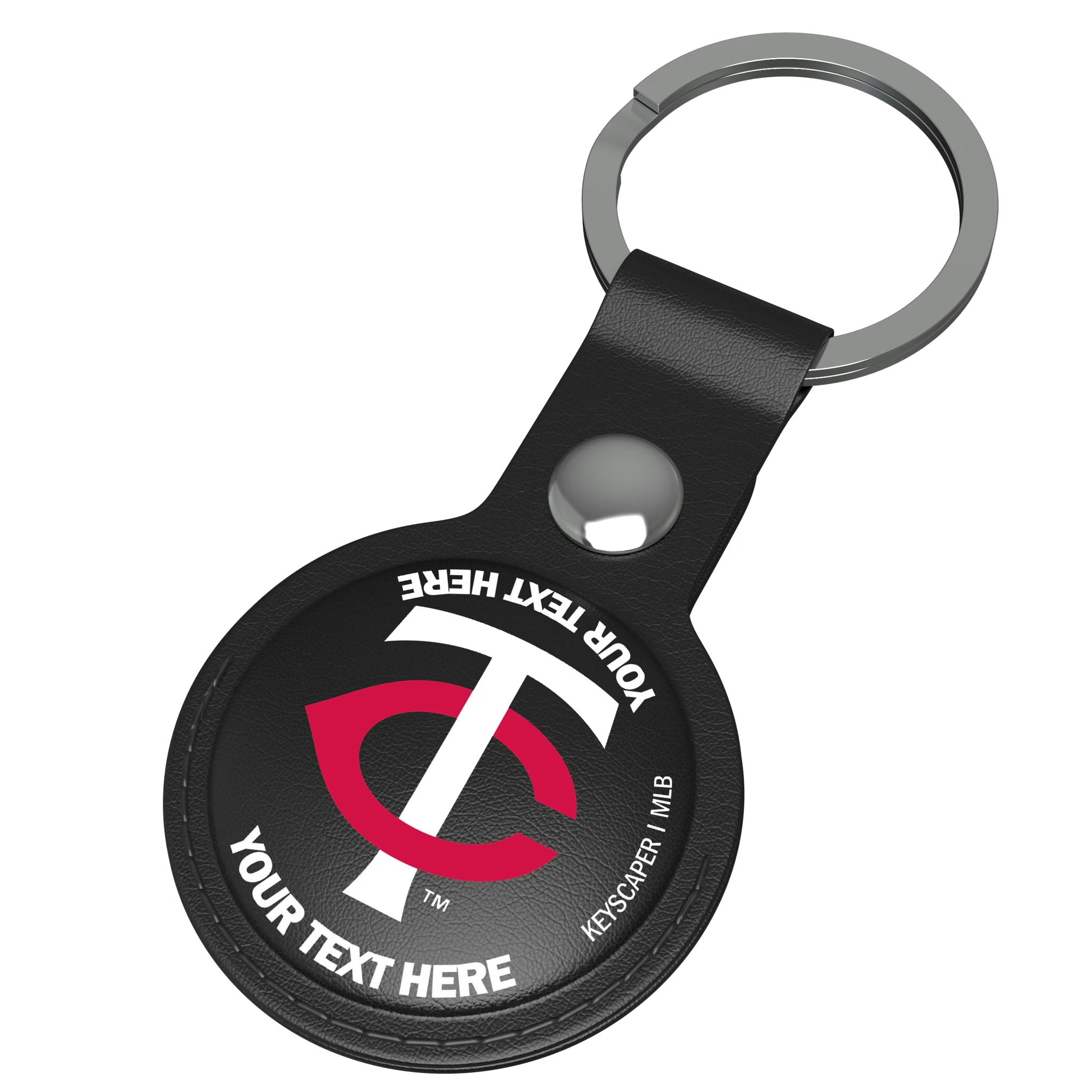 Minnesota Twins Personalized Insignia AirTag Black Airtag Holder - Isometric View