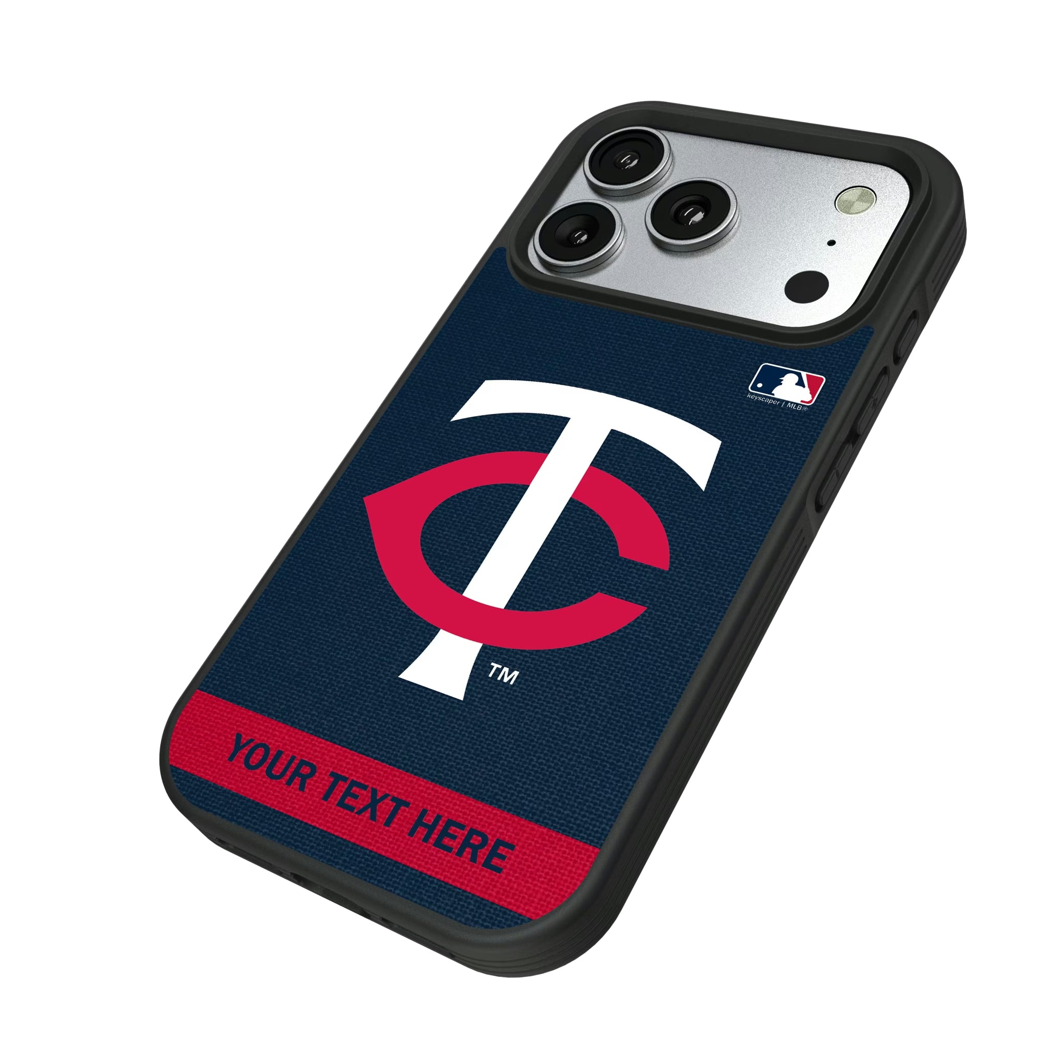 Minnesota Twins Personalized Stripe iPhone Bump Phone Case for Apple iPhone - Isometric View#Device_iPhone 17 Pro