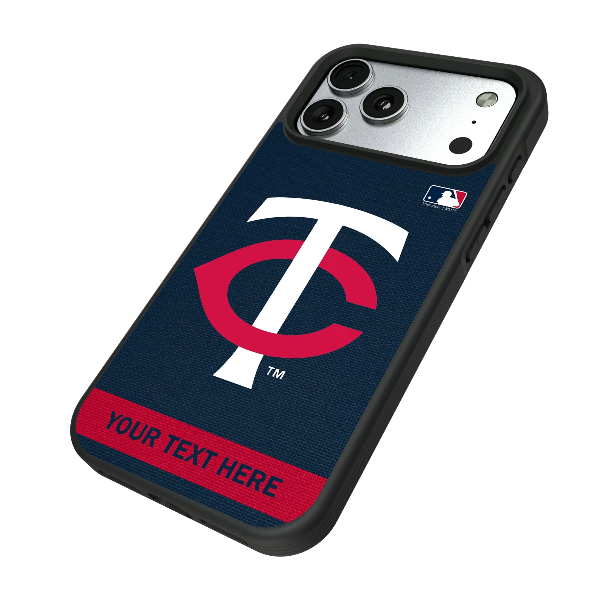 Minnesota Twins Personalized Stripe iPhone Bump Phone Case for Apple iPhone - Isometric View#Device_iPhone 17 Pro Max