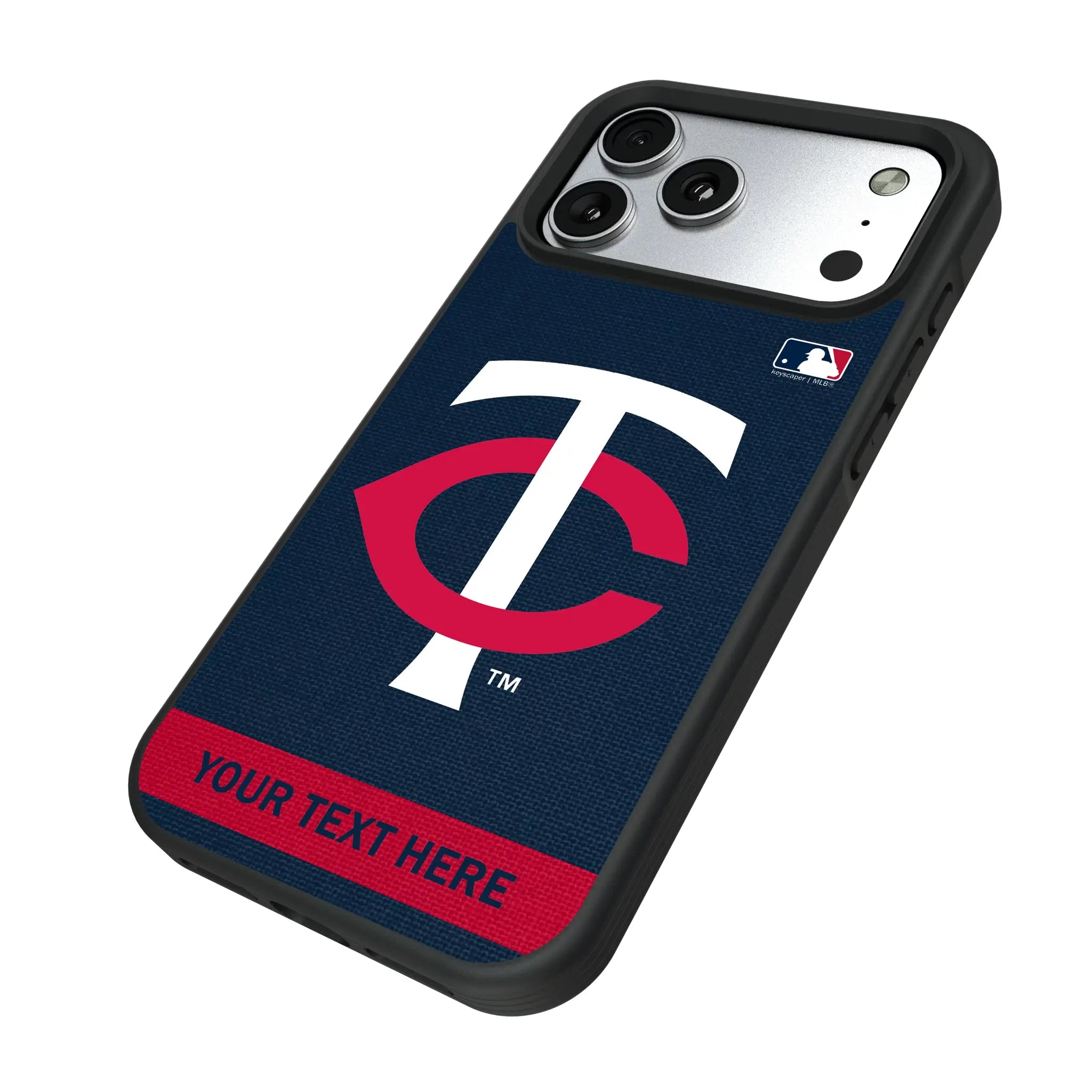 Minnesota Twins Personalized Stripe iPhone Bump Phone Case for Apple iPhone - Isometric View#Device_iPhone 17 Pro Max