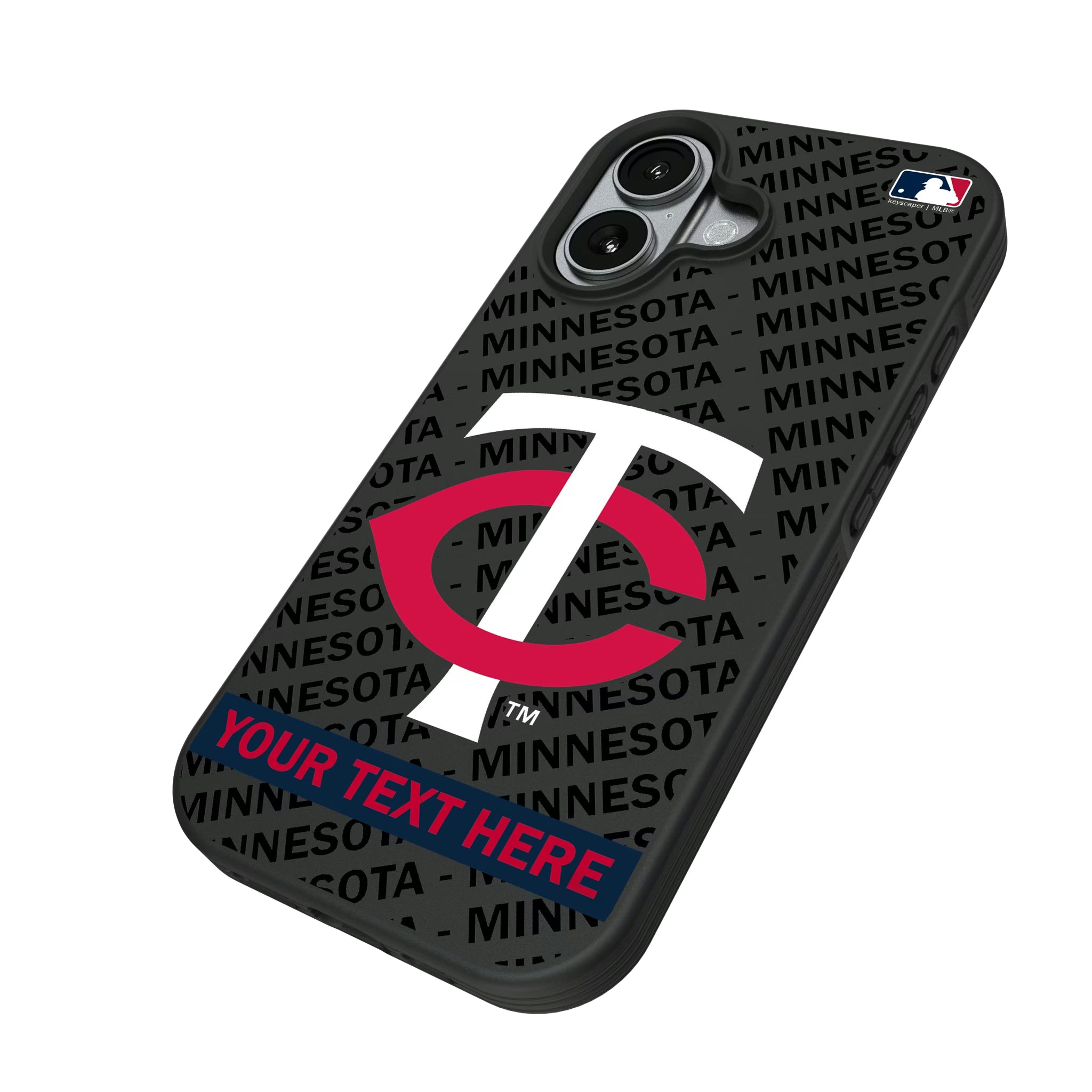 Minnesota Twins Personalized Tilt iPhone Bump Phone Case for Apple iPhone - Isometric View#Device_iPhone 17