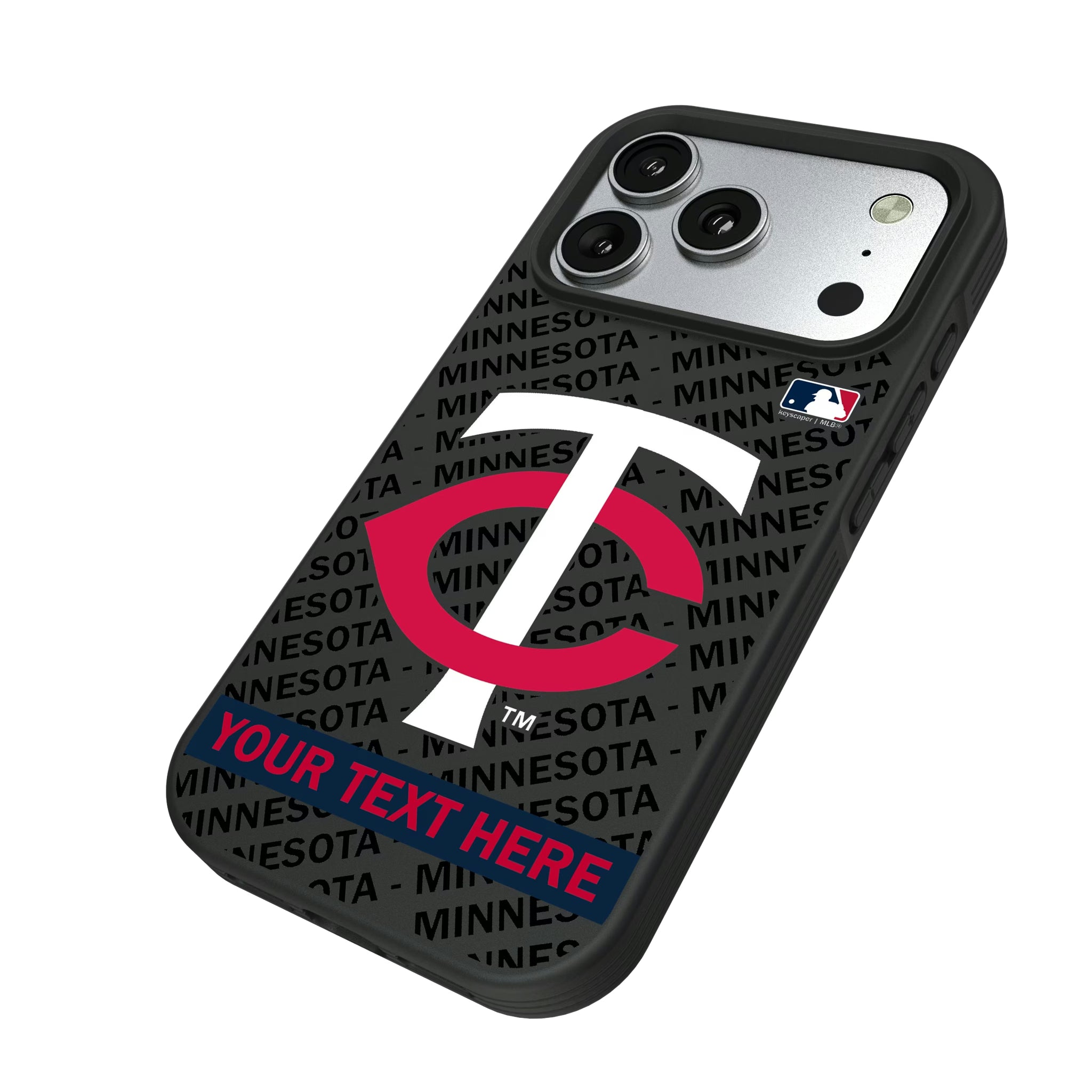 Minnesota Twins Personalized Tilt iPhone Bump Phone Case for Apple iPhone - Isometric View#Device_iPhone 17 Pro