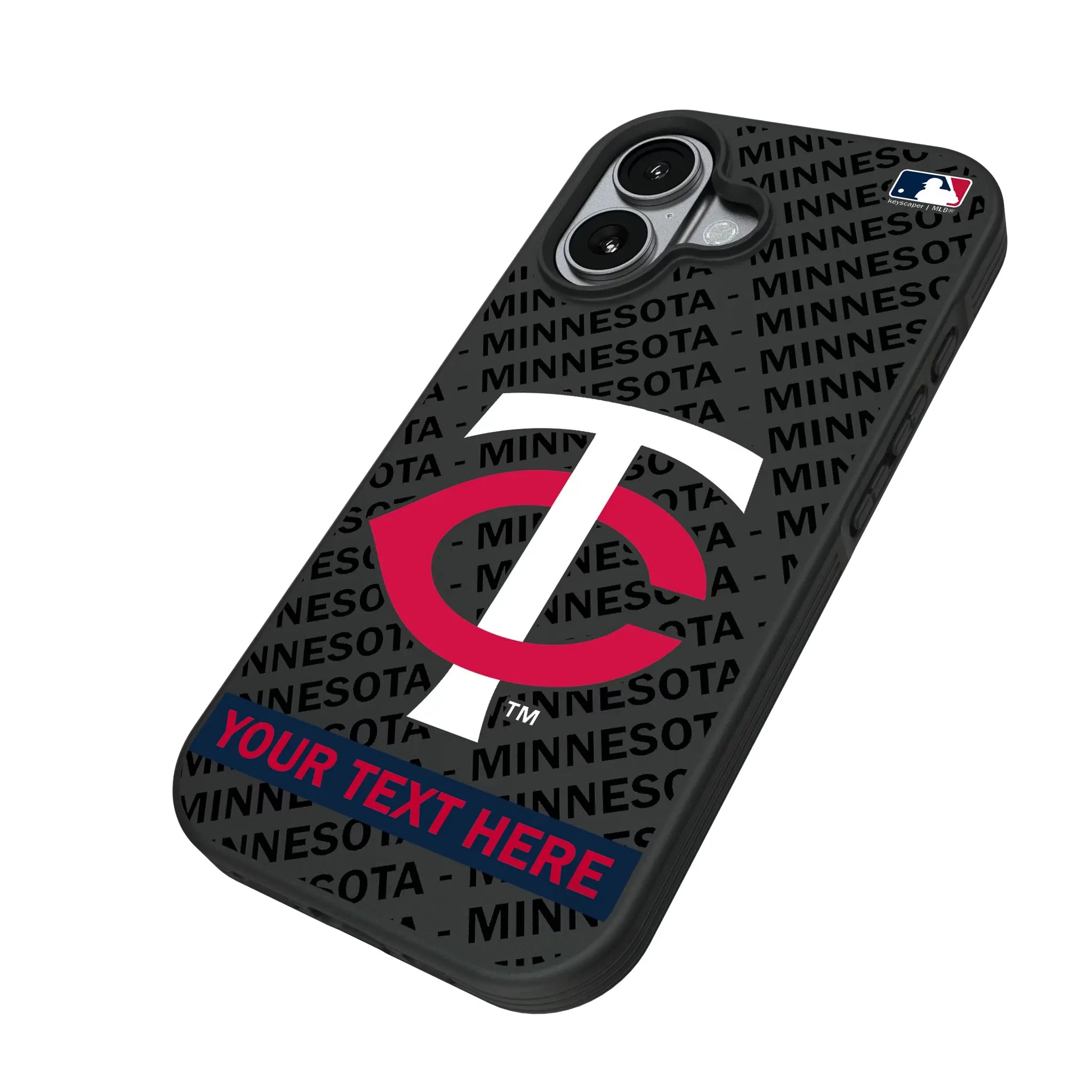 Minnesota Twins Personalized Tilt iPhone Bump Phone Case for Apple iPhone - Isometric View#Device_iPhone 17
