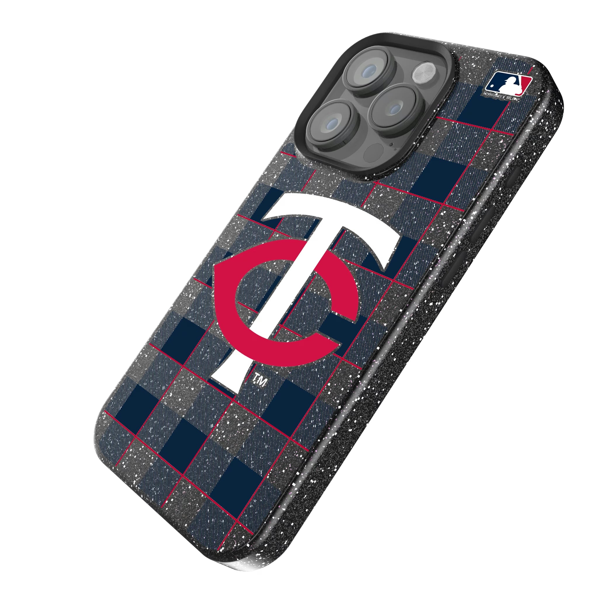 Minnesota Twins Plaid iPhone Bling Phone Case for Apple iPhone - Isometric View