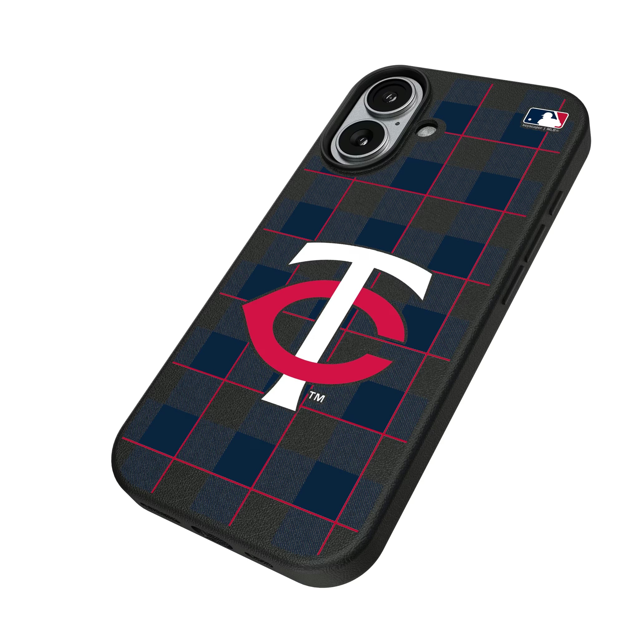 Minnesota Twins Plaid iPhone MagSafe Compatible Phone Case for Apple iPhone - Isometric View#Device_iPhone 17