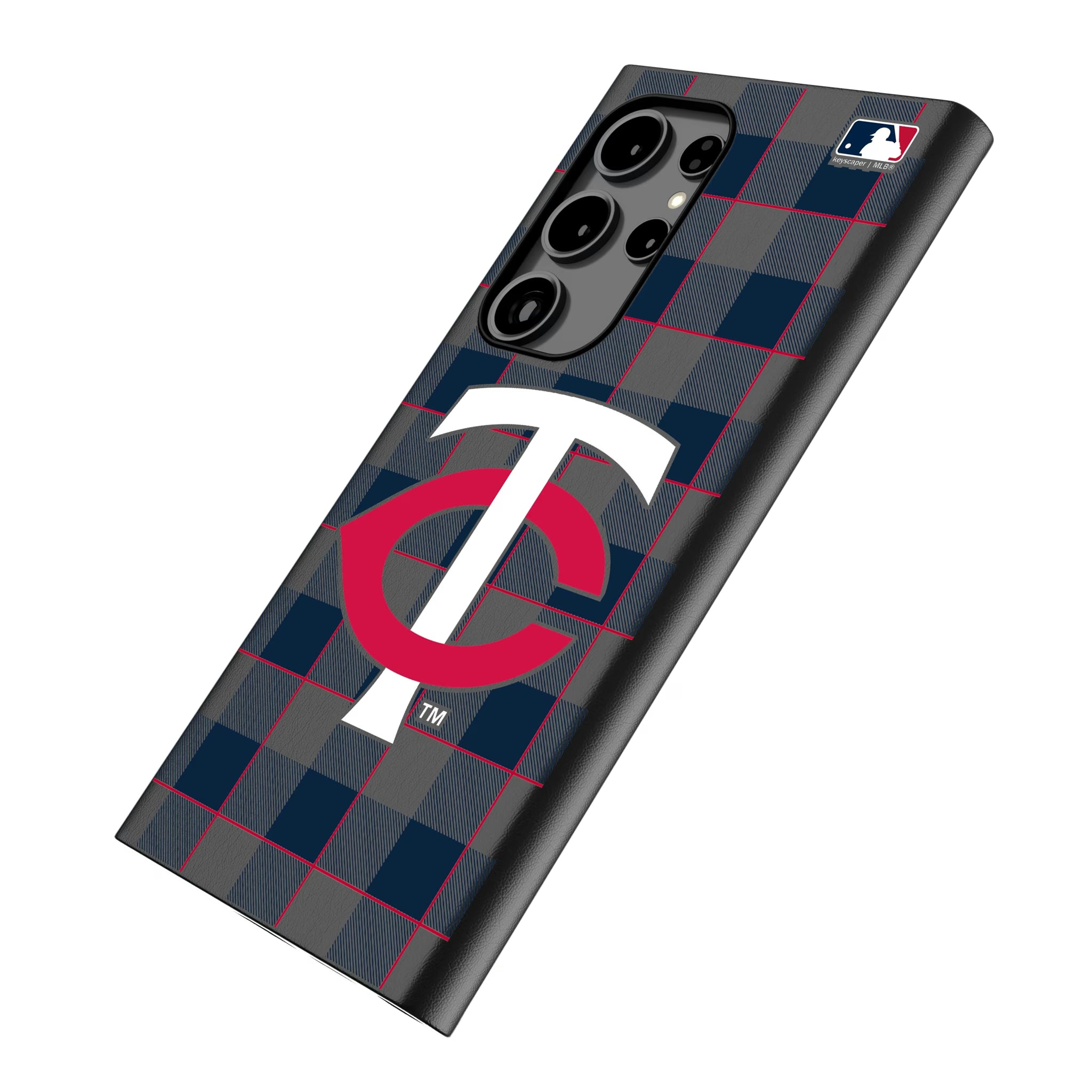 Minnesota Twins Plaid Galaxy MagSafe Compatible Phone Case for Samsung Galaxy - Isometric View