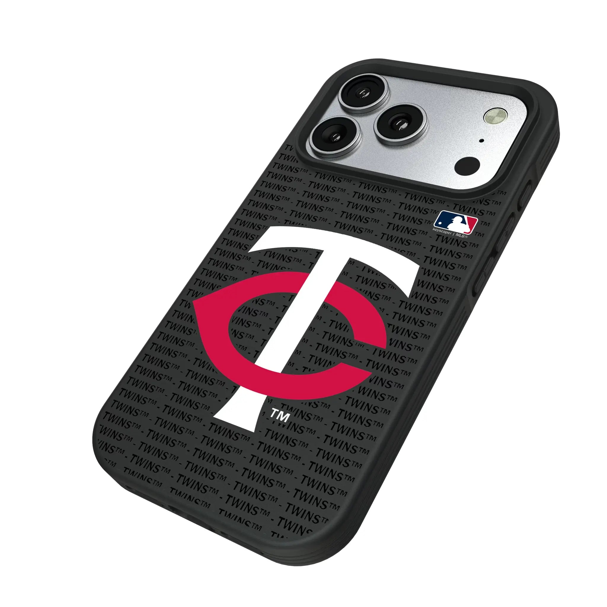 Minnesota Twins Text Backdrop iPhone Bump Phone Case for Apple iPhone - Isometric View#Device_iPhone 17 Pro