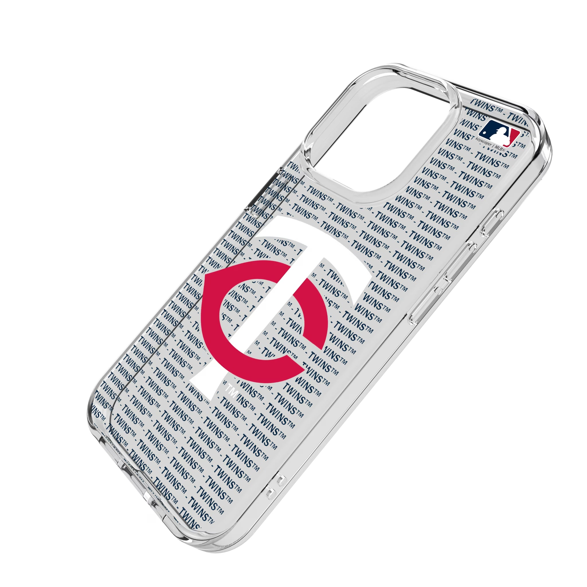 Minnesota Twins Text Backdrop iPhone Clear Phone Case for Apple iPhone - Isometric View