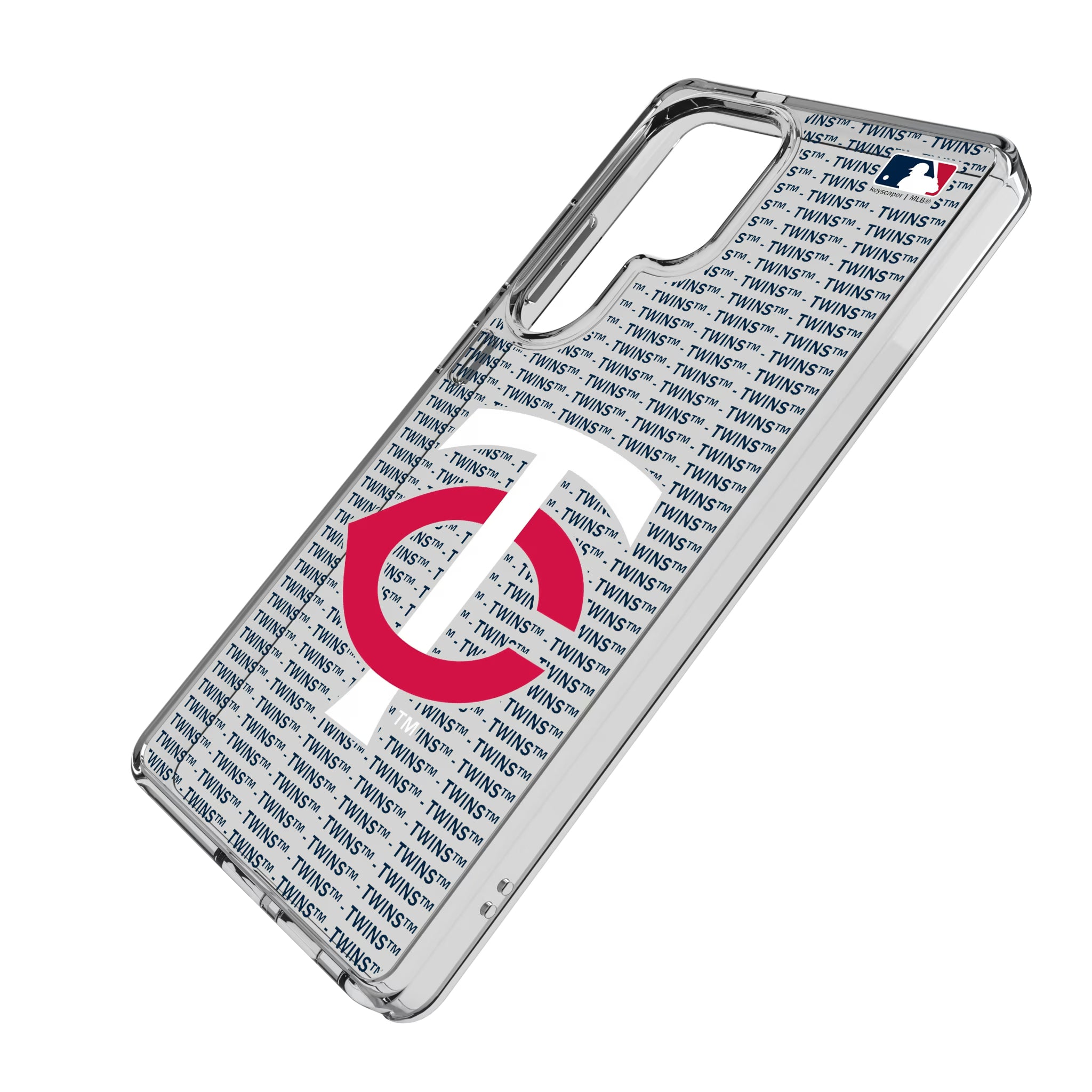 Minnesota Twins Text Backdrop Galaxy Clear Phone Case for Samsung Galaxy - Isometric View