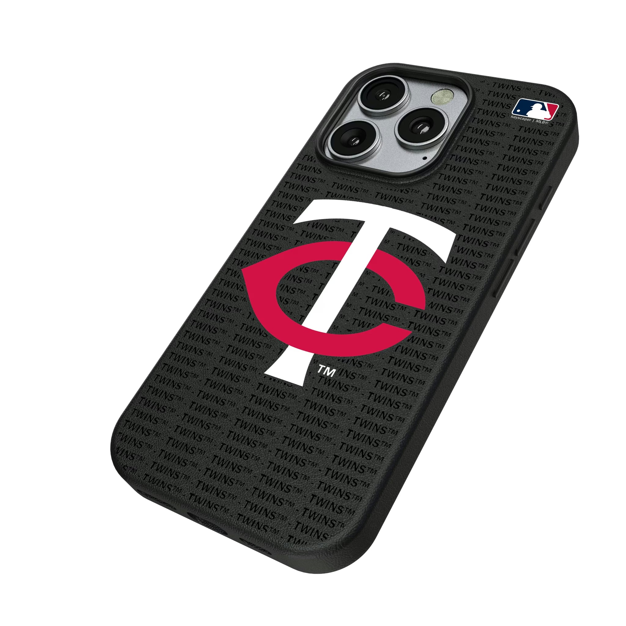 Minnesota Twins Text Backdrop iPhone MagSafe Compatible Phone Case for Apple iPhone - Isometric View