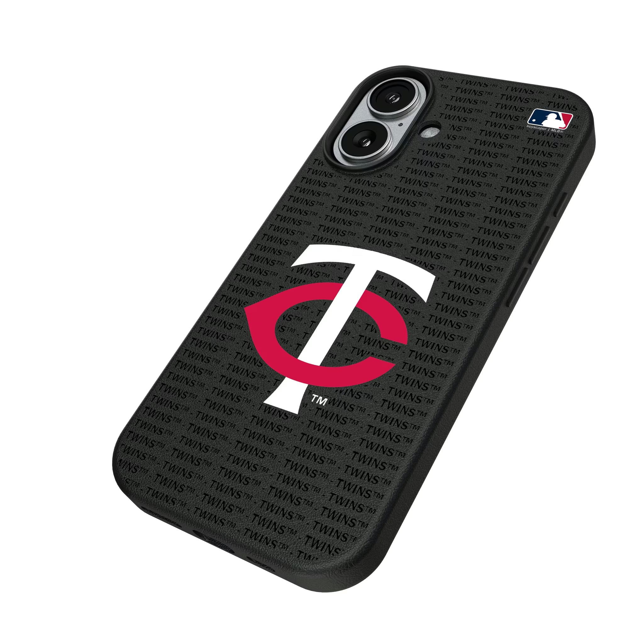 Minnesota Twins Text Backdrop iPhone MagSafe Compatible Phone Case for Apple iPhone - Isometric View#Device_iPhone 17