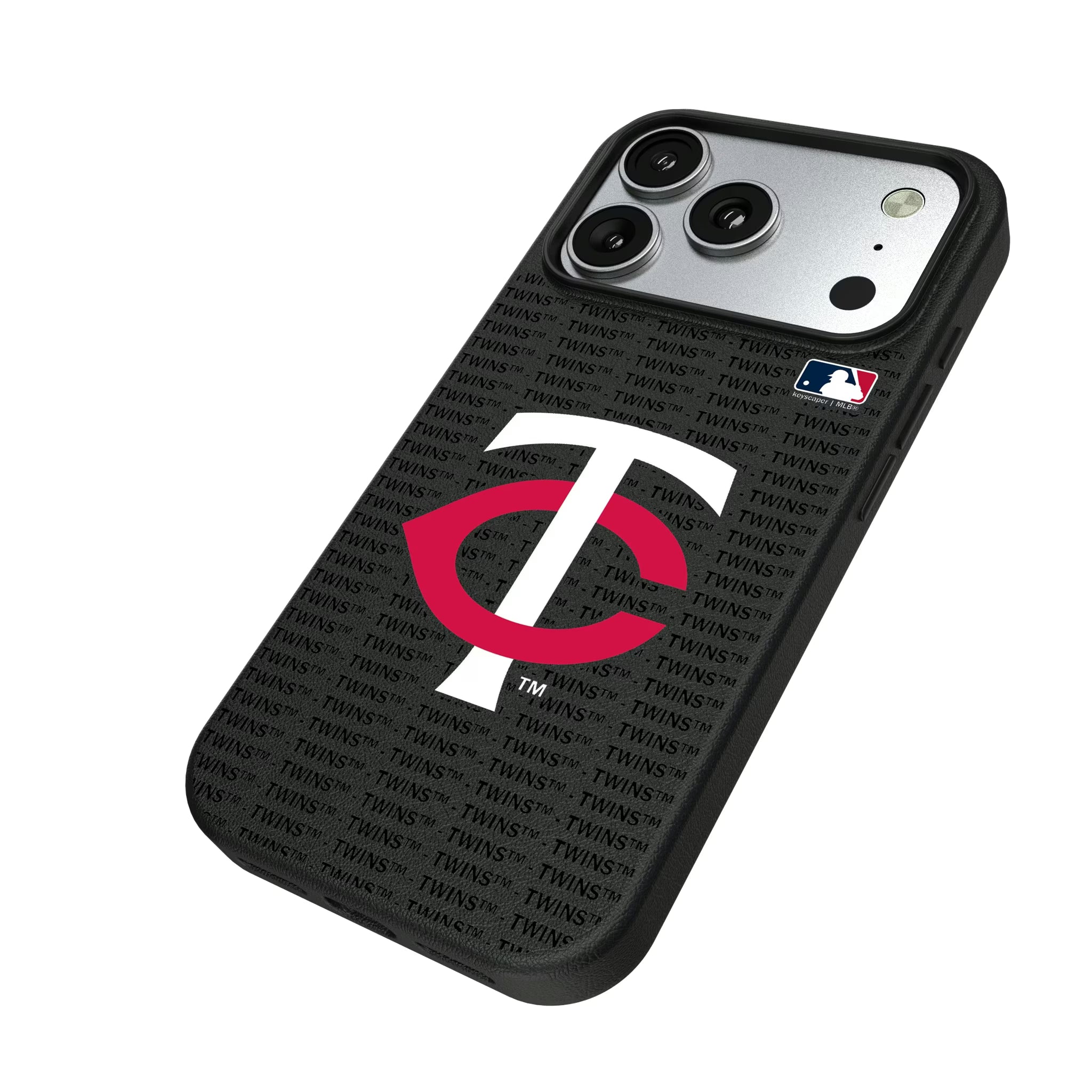 Minnesota Twins Text Backdrop iPhone MagSafe Compatible Phone Case for Apple iPhone - Isometric View#Device_iPhone 17 Pro