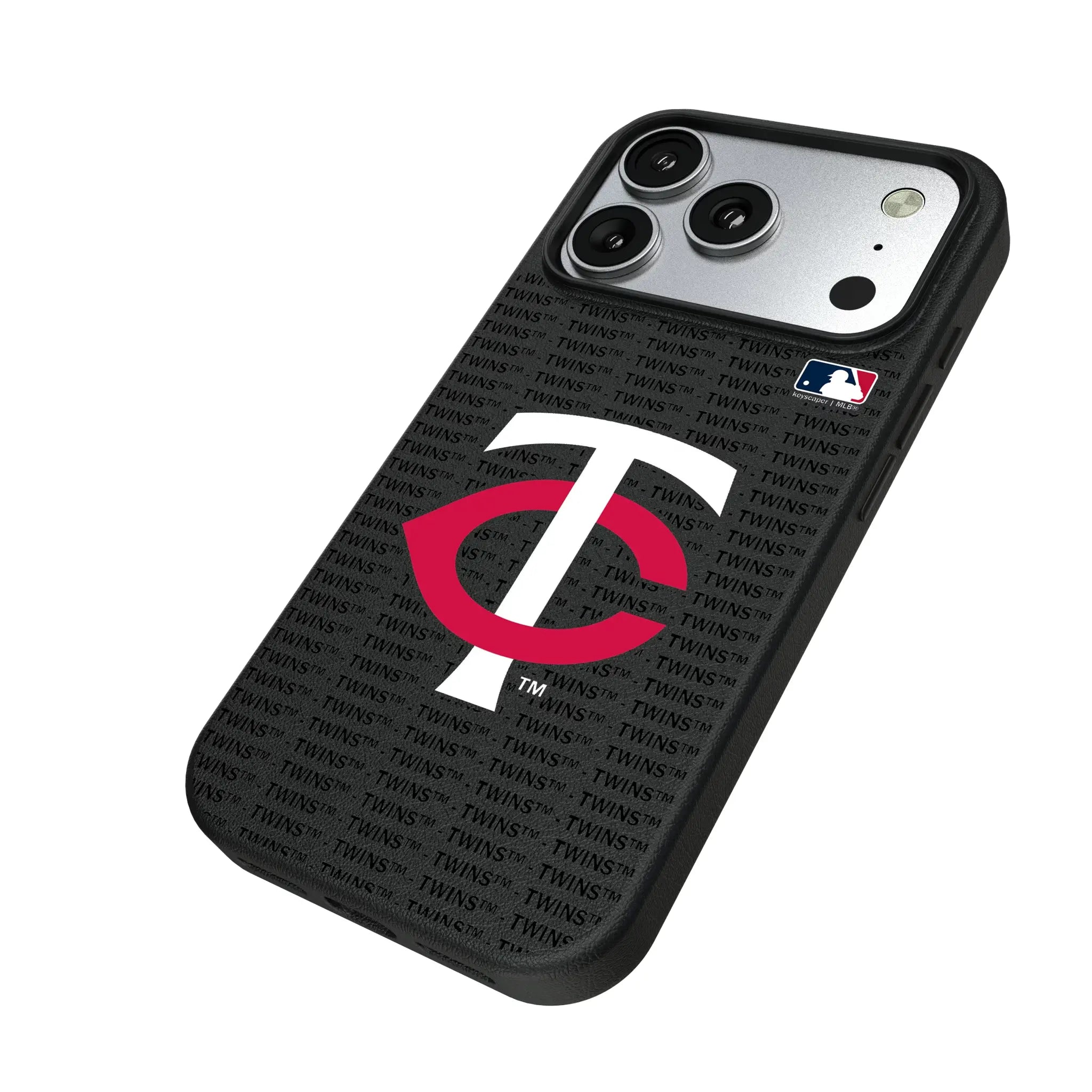 Minnesota Twins Text Backdrop iPhone MagSafe Compatible Phone Case for Apple iPhone - Isometric View#Device_iPhone 17 Pro