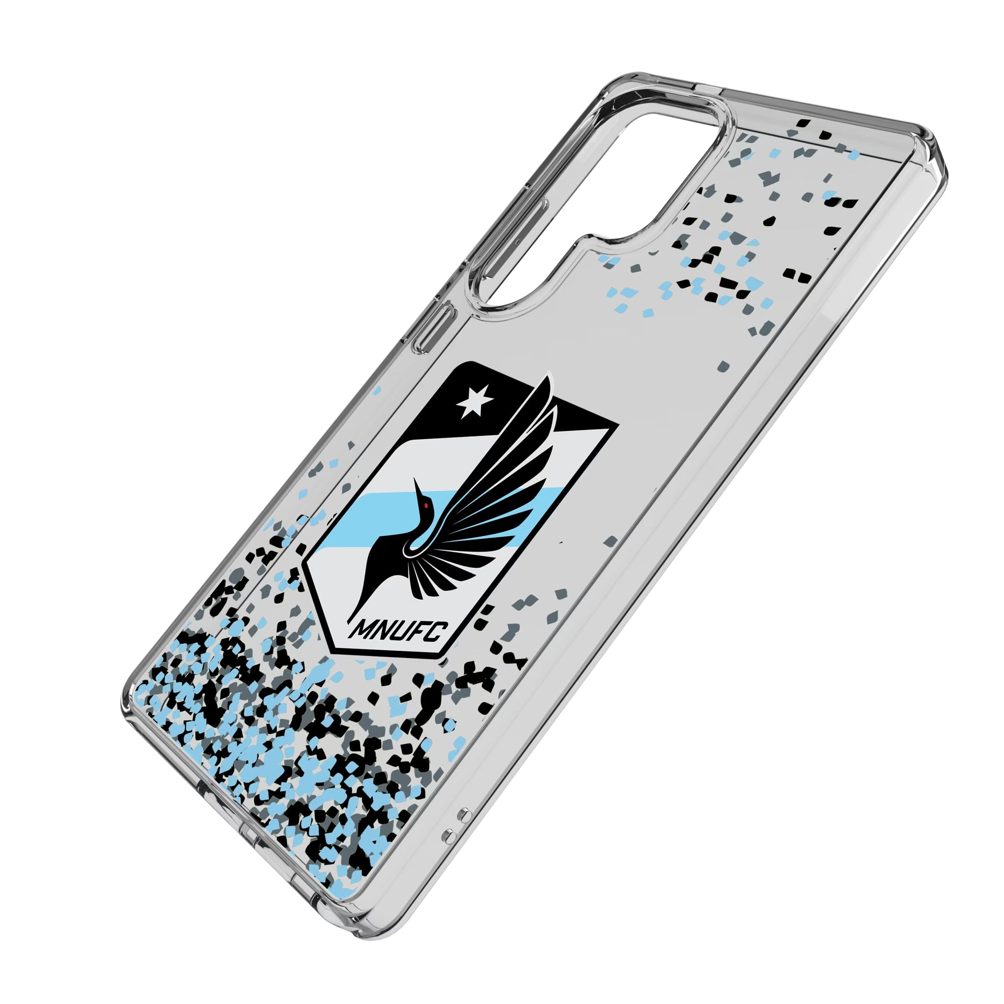 Minnesota United FC Confetti Galaxy Clear Phone Case for Samsung Galaxy - Isometric View