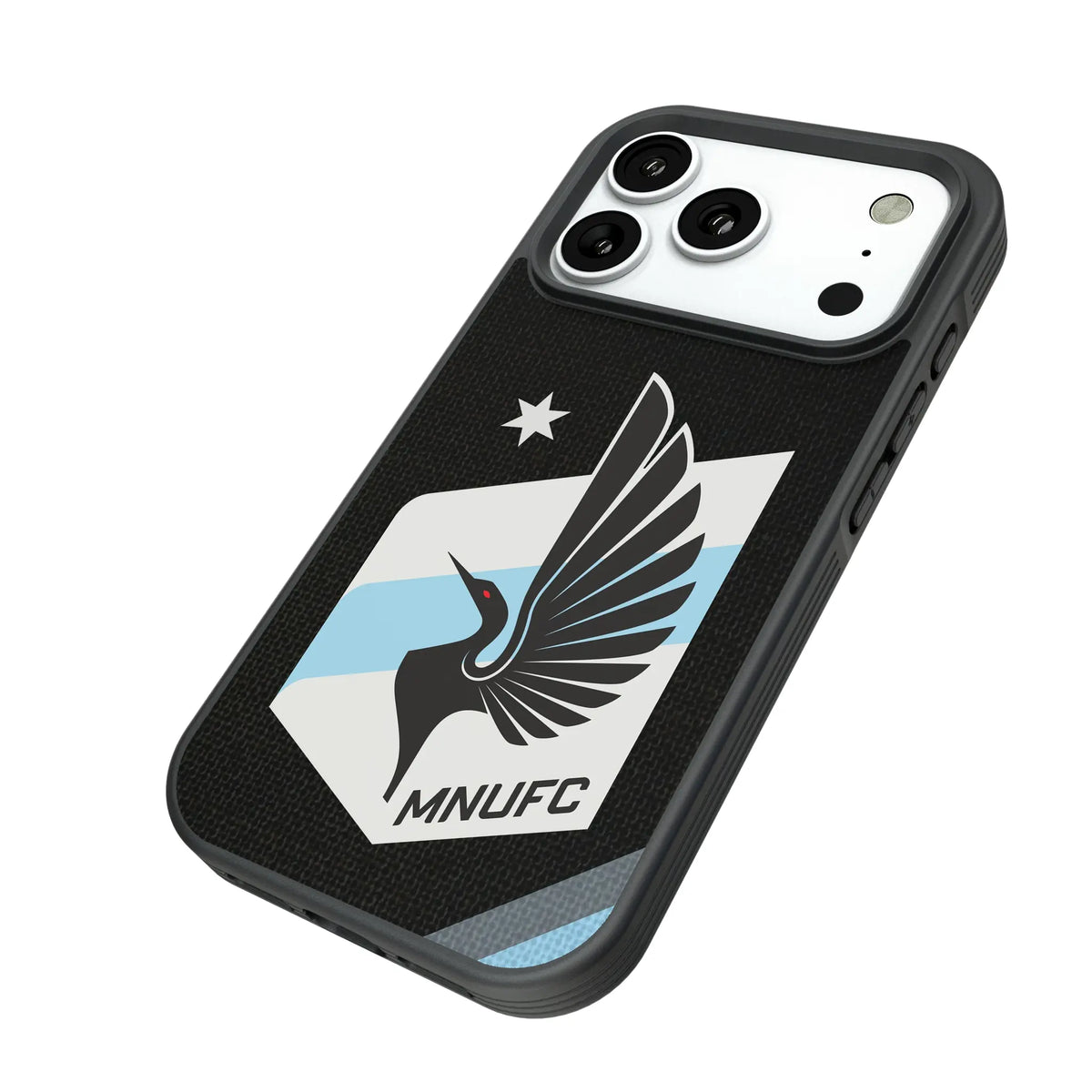 Minnesota United FC Diagonal Stripe iPhone Bump Phone Case for Apple iPhone - Isometric View#Device_iPhone 18 Pro