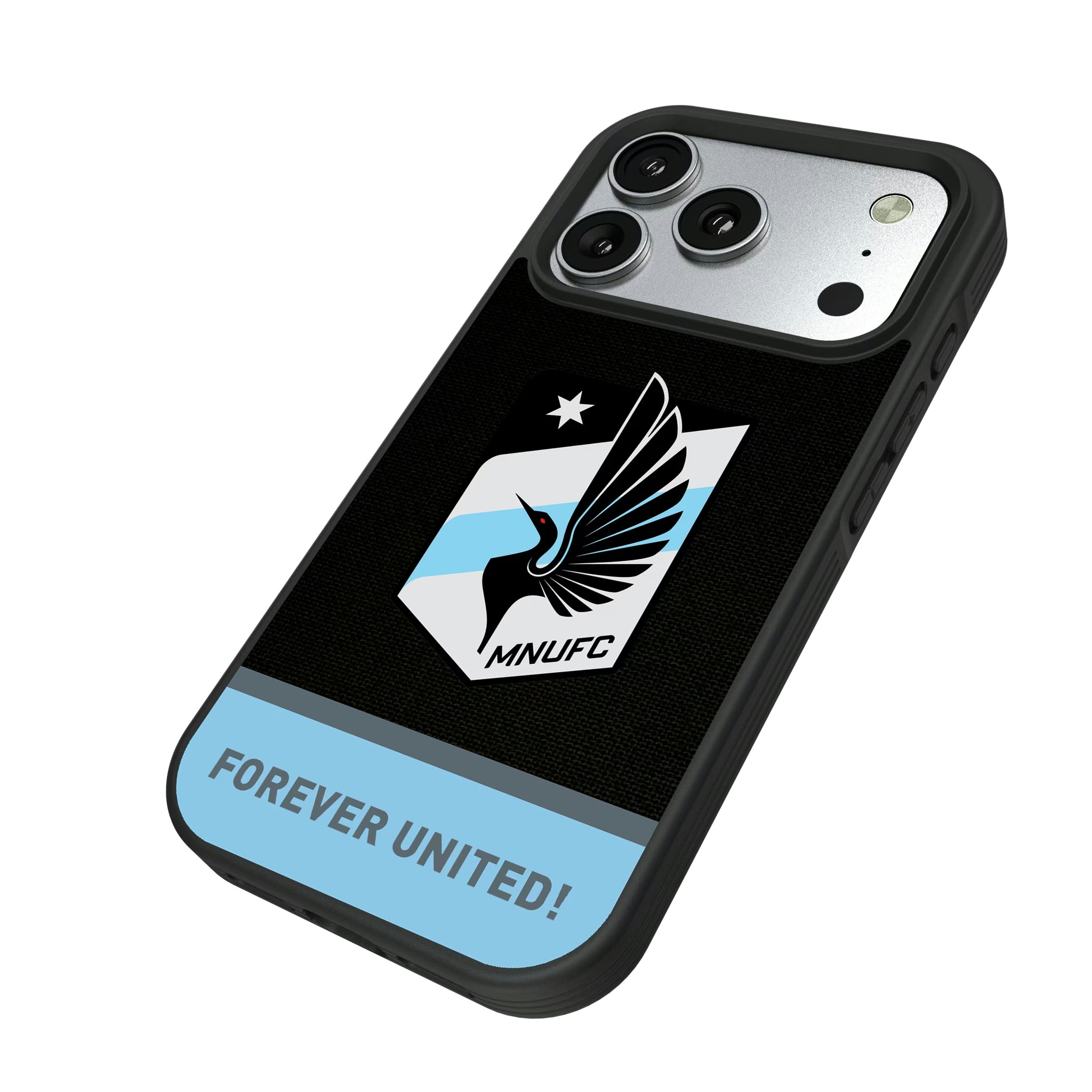 Minnesota United FC Endzone Solid iPhone Bump Phone Case for Apple iPhone - Isometric View#Device_iPhone 17 Pro
