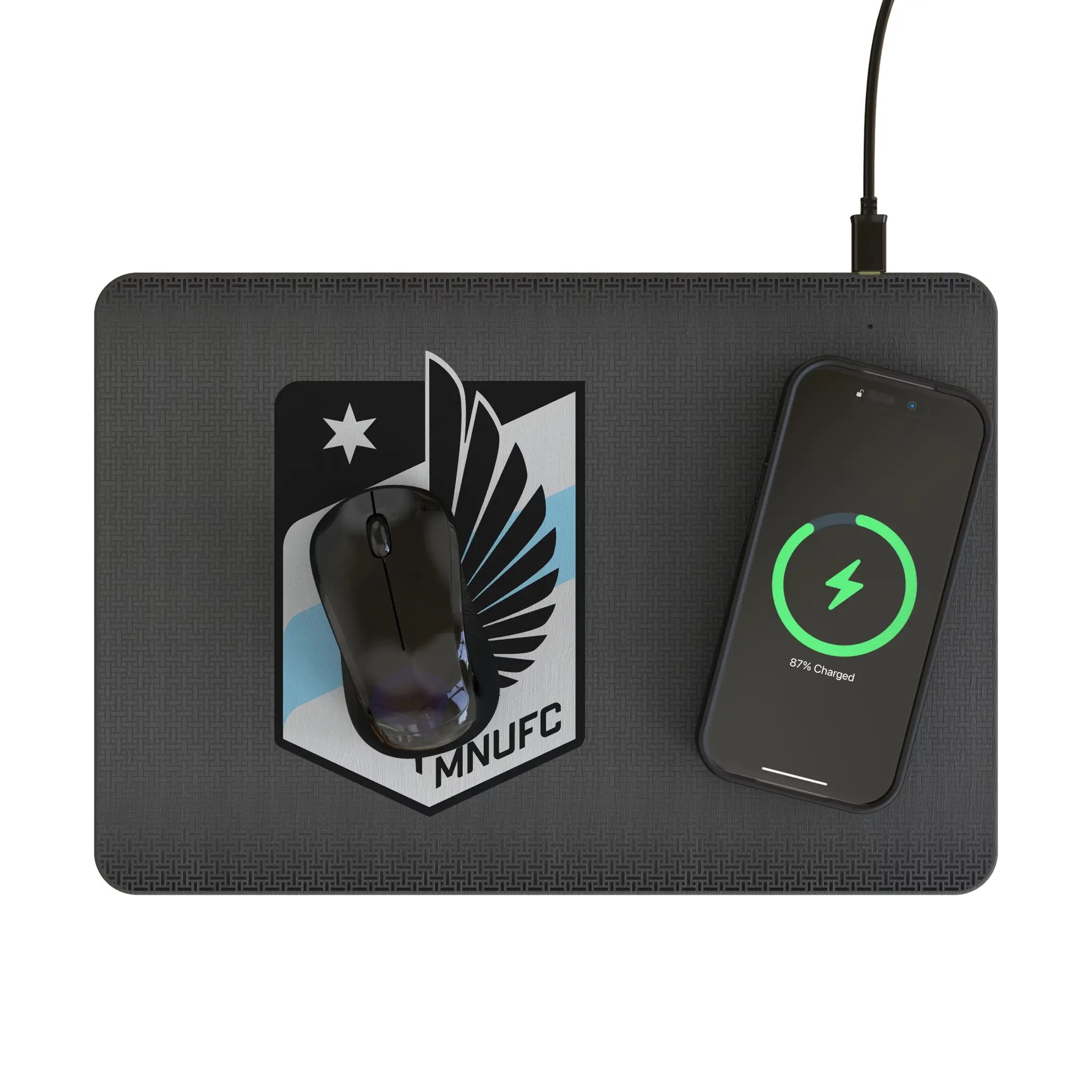 Minnesota United FC Linen 15-Watt Wireless Charger and Mouse Pad - Lifestyle