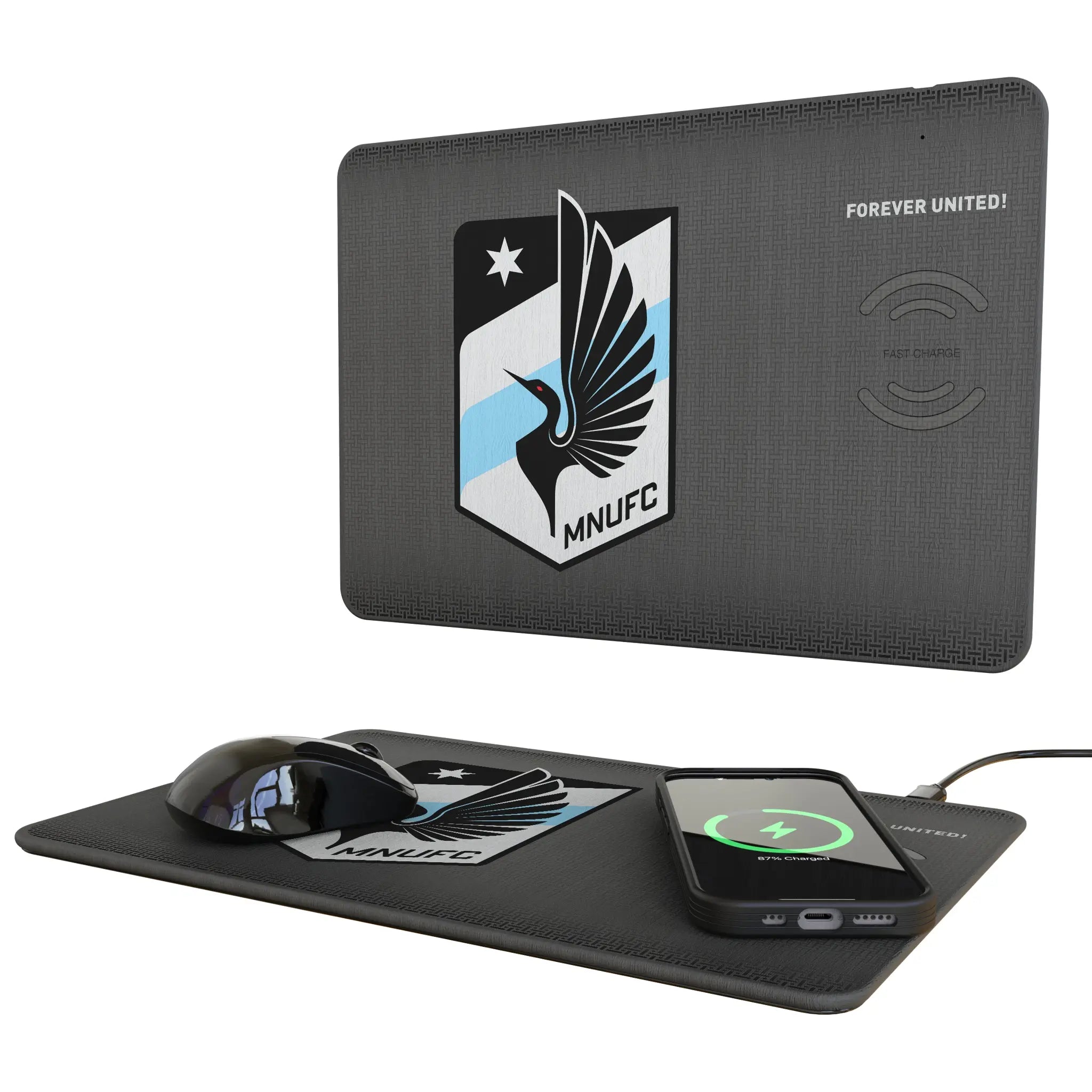Minnesota United FC Linen 15-Watt Wireless Charger and Mouse Pad