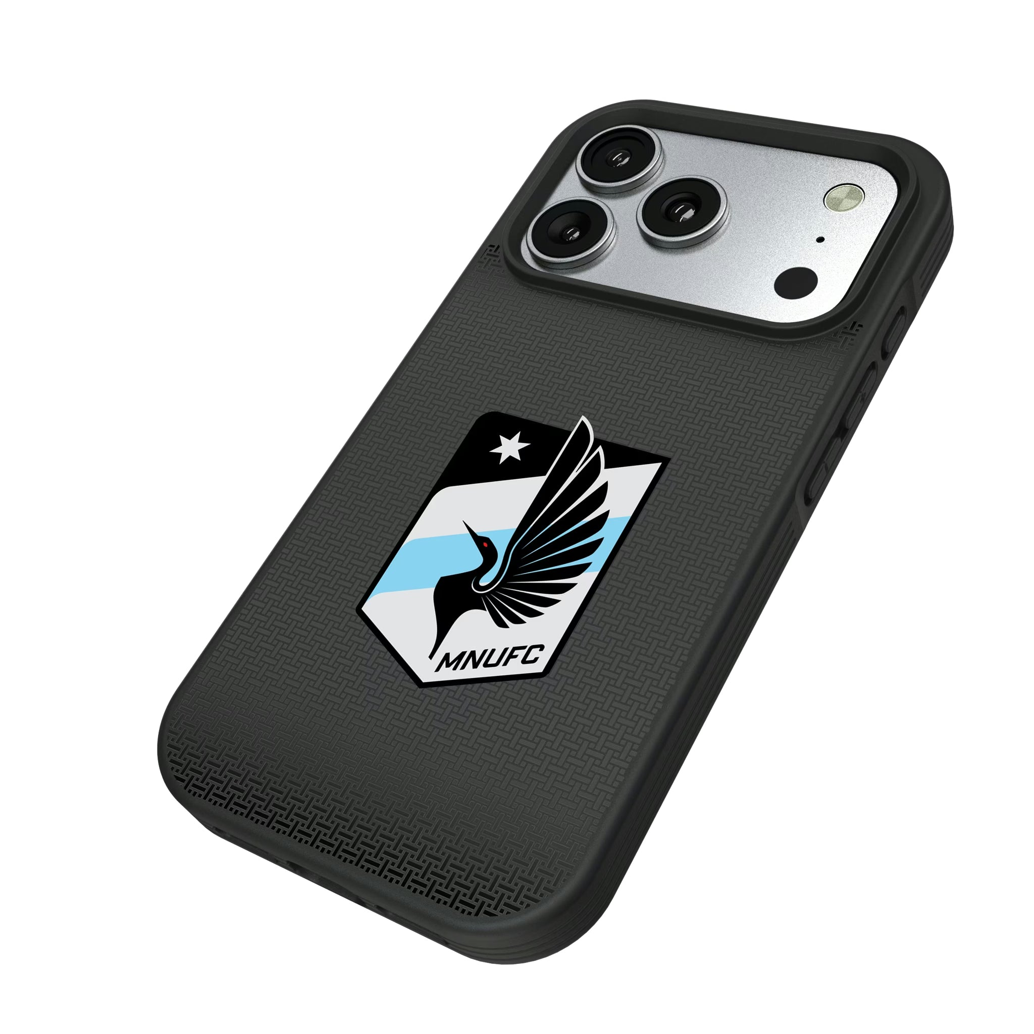 Minnesota United FC Linen iPhone Bump Phone Case for Apple iPhone - Isometric View#Device_iPhone 17 Pro
