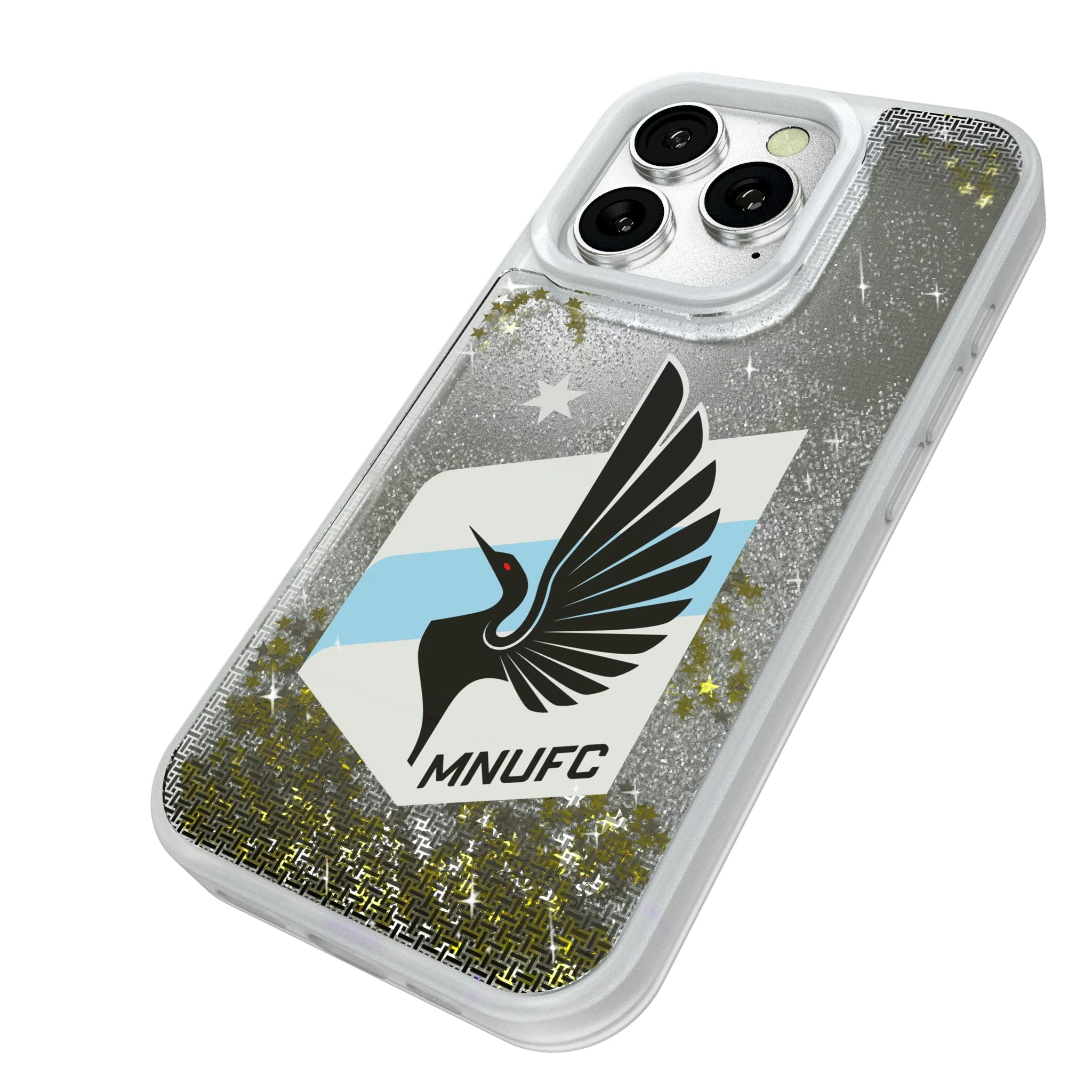 Minnesota United FC Linen iPhone Glitter Phone Case for Apple iPhone - Isometric View#Device_iPhone 16 Pro
