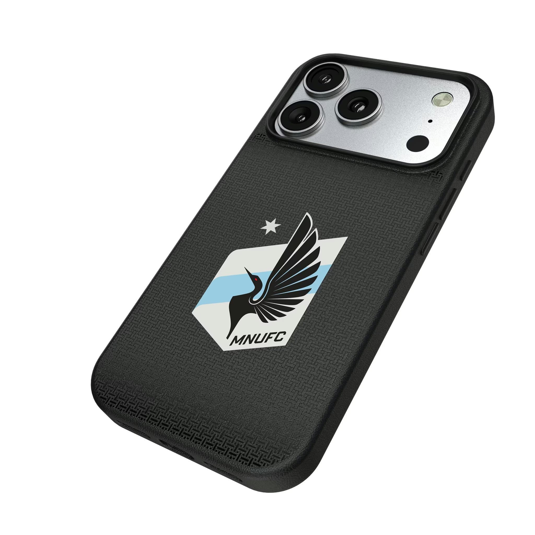 Minnesota United FC Linen iPhone MagSafe Compatible Phone Case for Apple iPhone - Isometric View#Device_iPhone 17 Pro