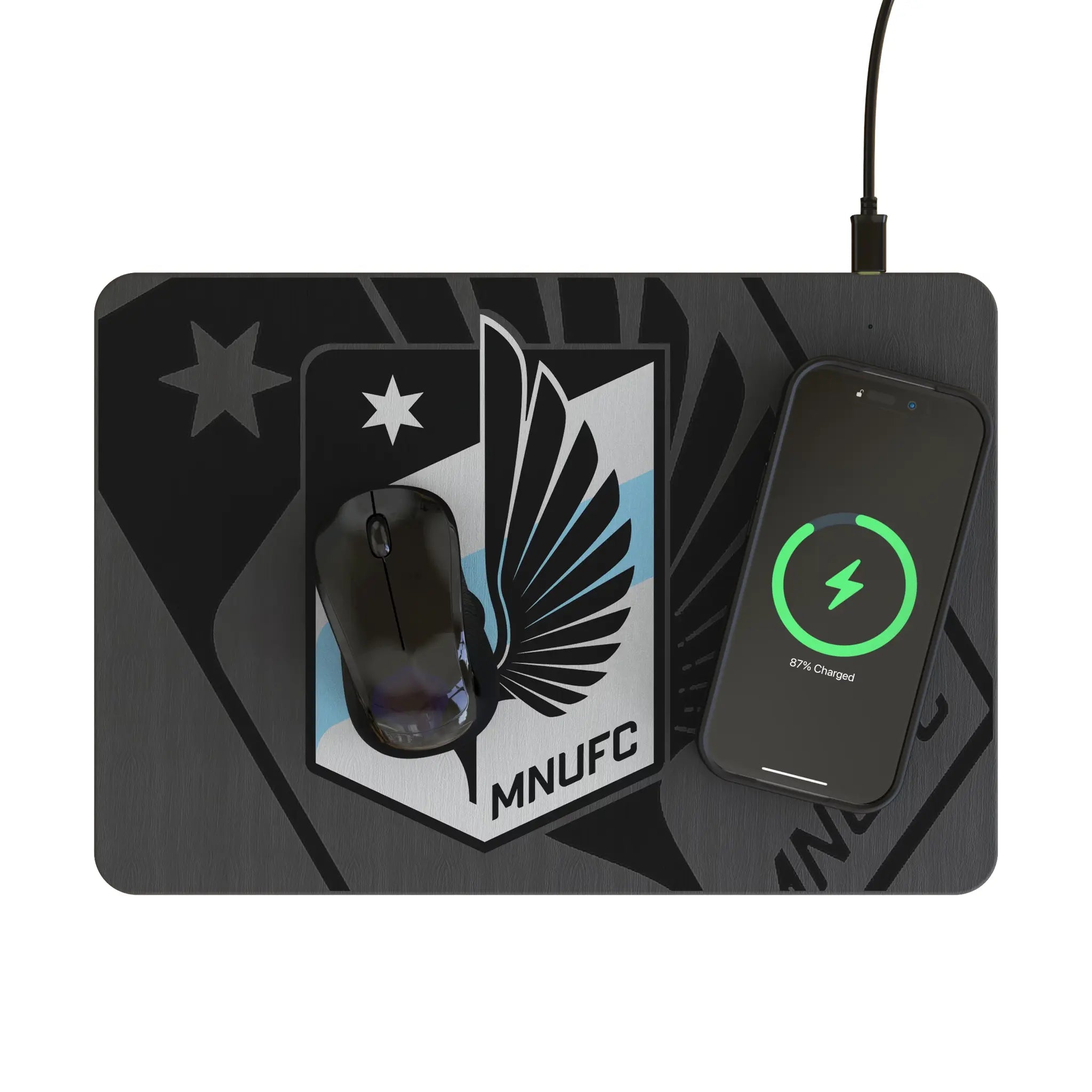 Minnesota United FC Monocolor Tilt 15-Watt Wireless Charger and Mouse Pad - Lifestyle