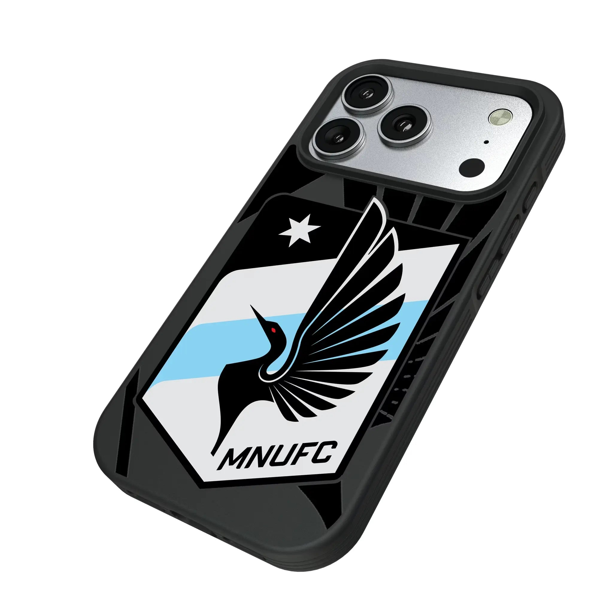 Minnesota United FC Monocolor Tilt iPhone Bump Phone Case for Apple iPhone - Isometric View#Device_iPhone 17 Pro