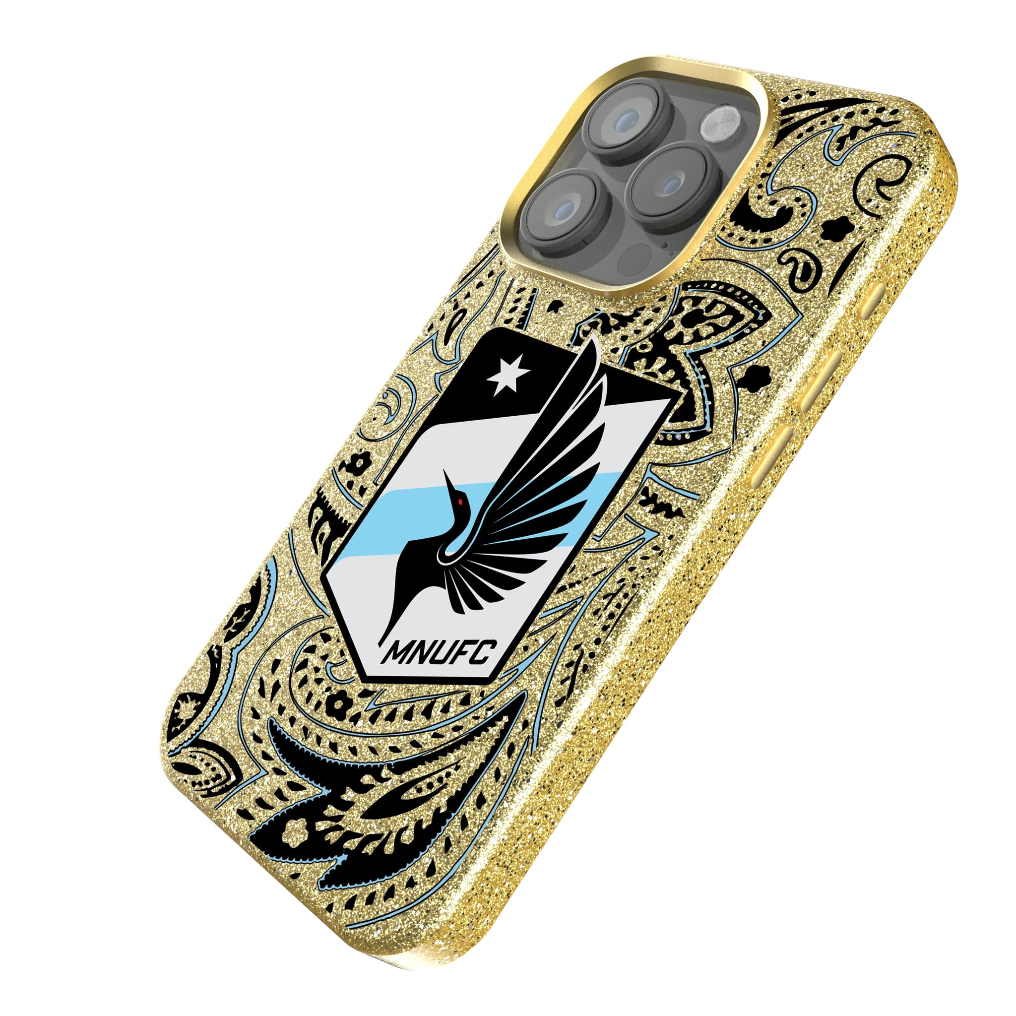 Minnesota United FC Paisley iPhone Bling Phone Case for Apple iPhone - Isometric View