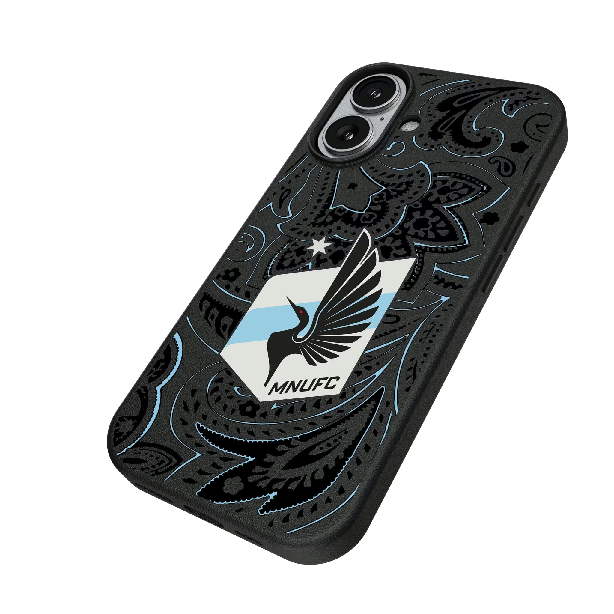 Minnesota United FC Paisley iPhone MagSafe Compatible Phone Case for Apple iPhone - Isometric View#Device_iPhone 17