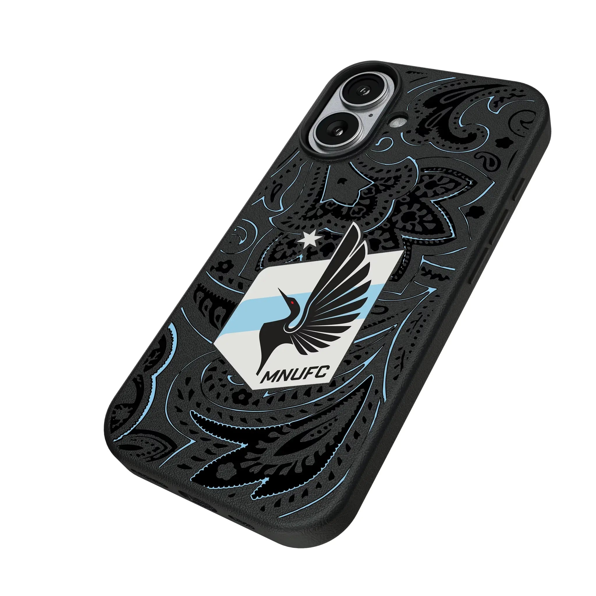 Minnesota United FC Paisley iPhone MagSafe Compatible Phone Case for Apple iPhone - Isometric View#Device_iPhone 17