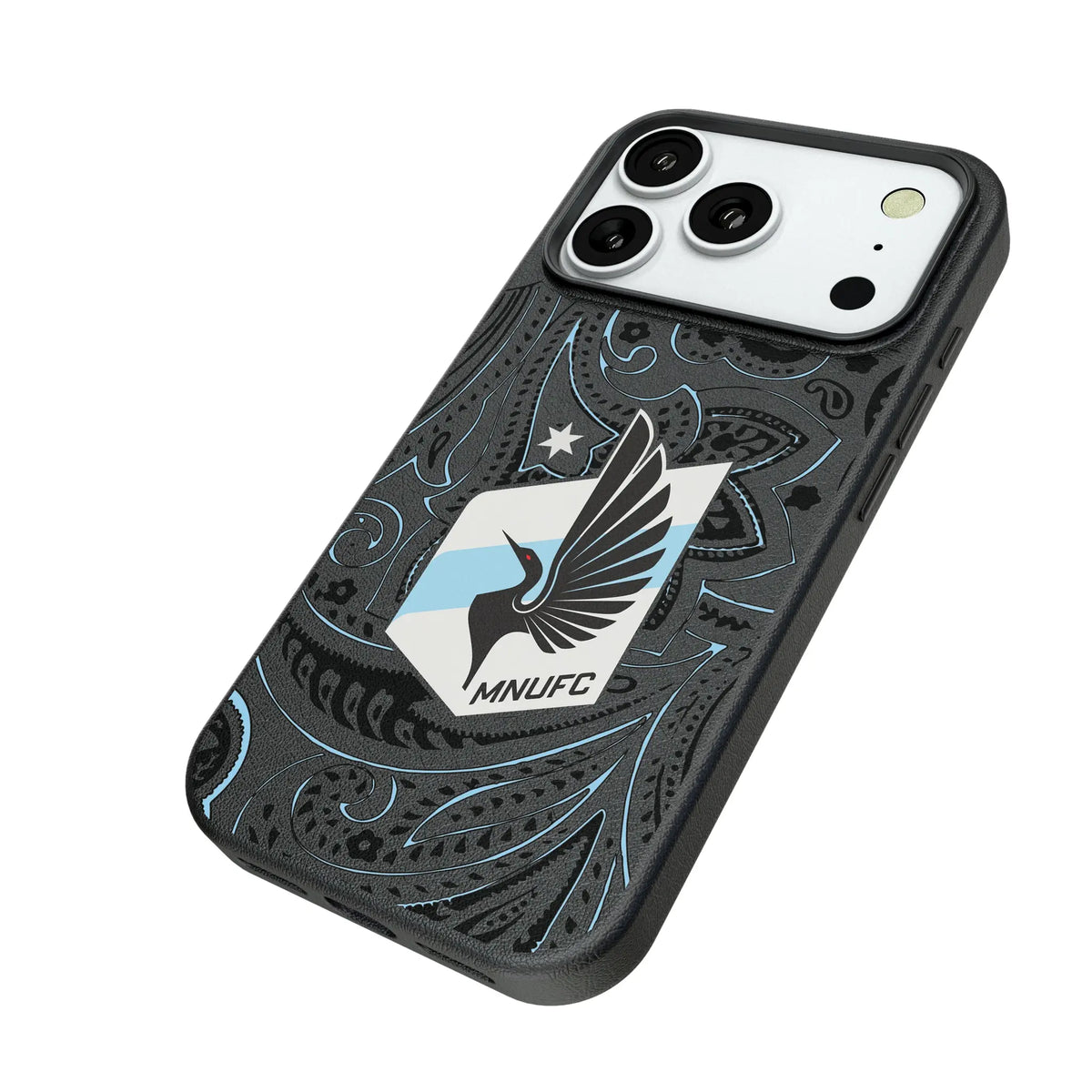Minnesota United FC Paisley iPhone MagSafe Compatible Phone Case for Apple iPhone - Isometric View#Device_iPhone 18 Pro