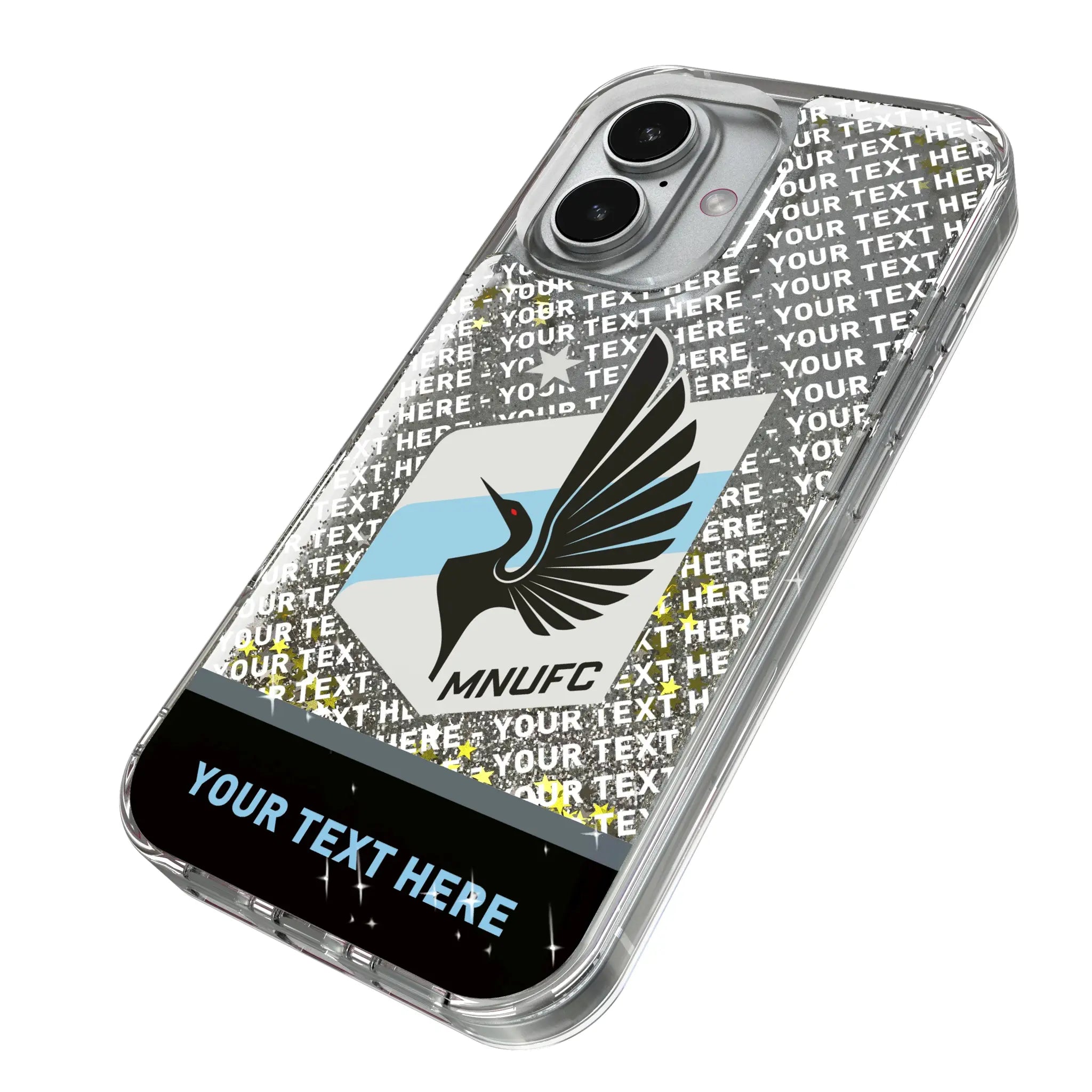 Minnesota United FC Personalized EndZone Plus iPhone Glitter Phone Case for Apple iPhone - Isometric View