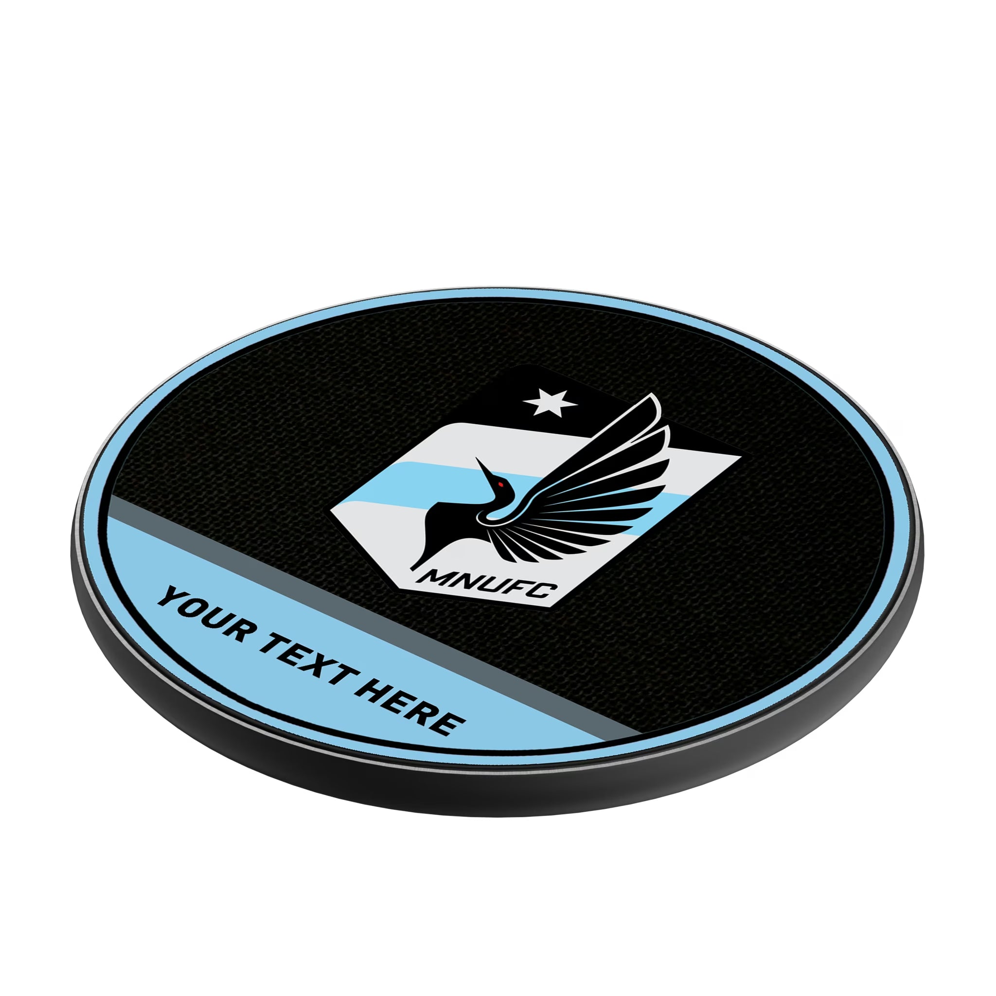 Minnesota United FC Personalized Endzone Solid 15-Watt Wireless Charger - Isometric View