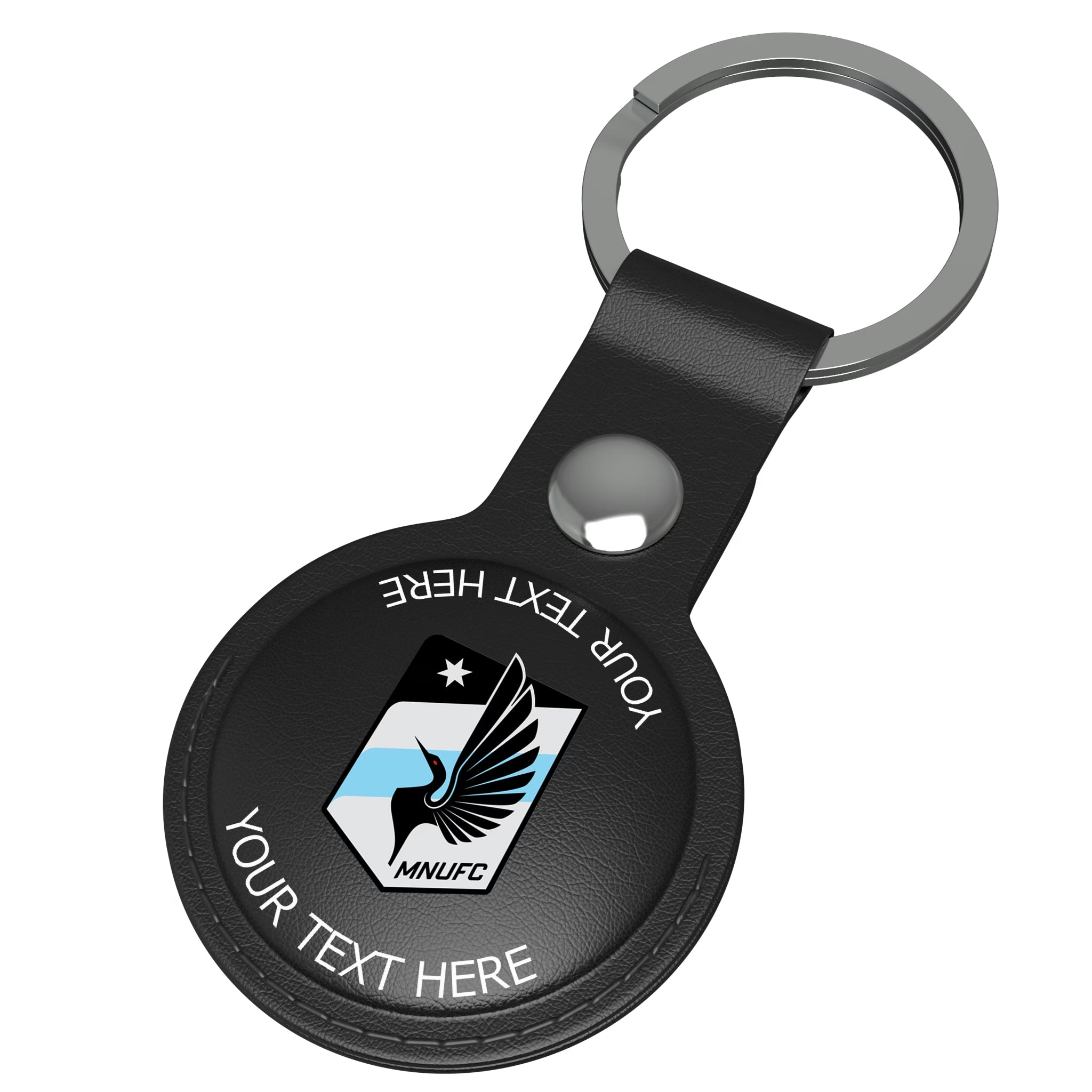 Minnesota United FC Personalized Insignia AirTag Black Airtag Holder - Isometric View