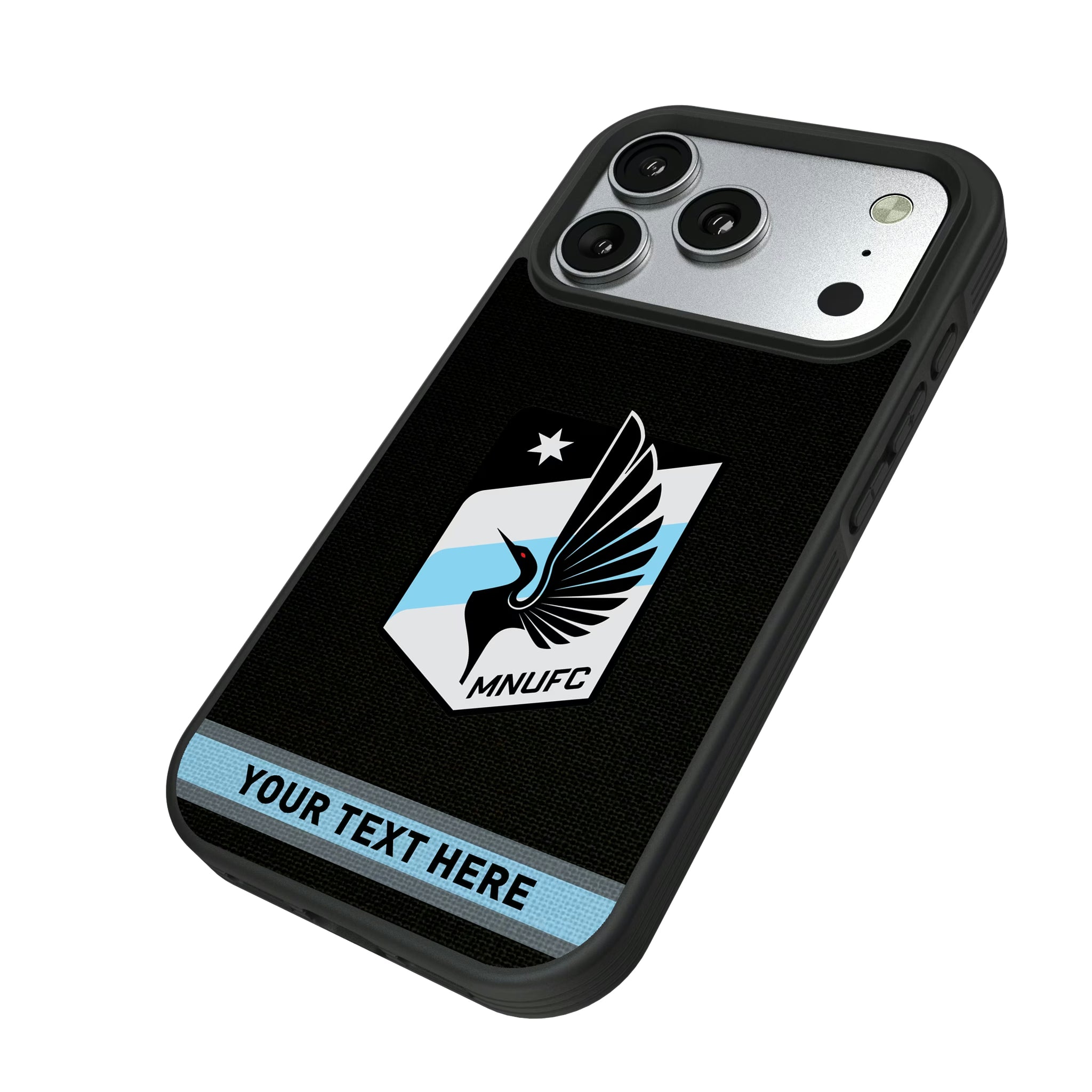 Minnesota United FC Personalized Stripe iPhone Bump Phone Case for Apple iPhone - Isometric View#Device_iPhone 17 Pro