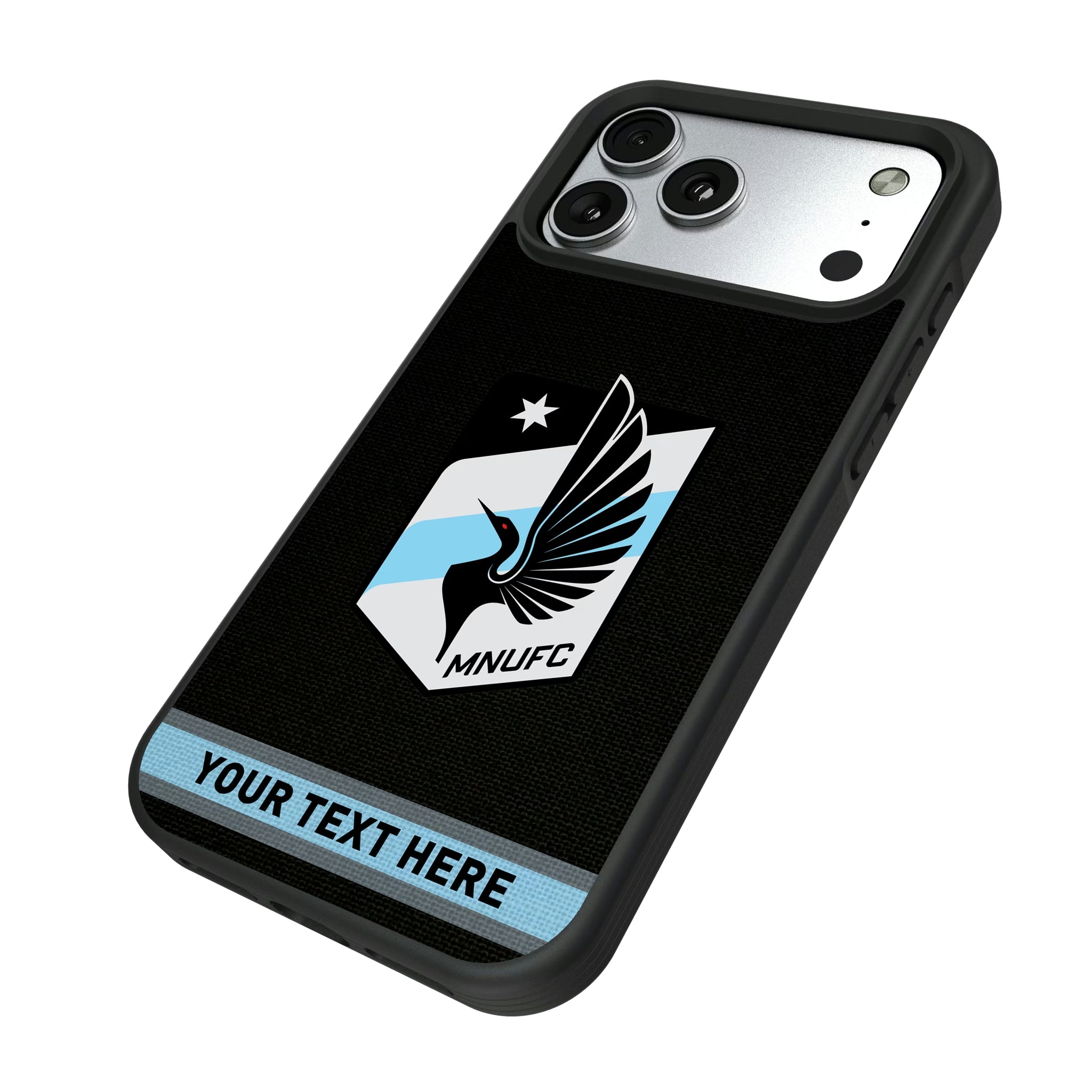 Minnesota United FC Personalized Stripe iPhone Bump Phone Case for Apple iPhone - Isometric View#Device_iPhone 17 Pro Max
