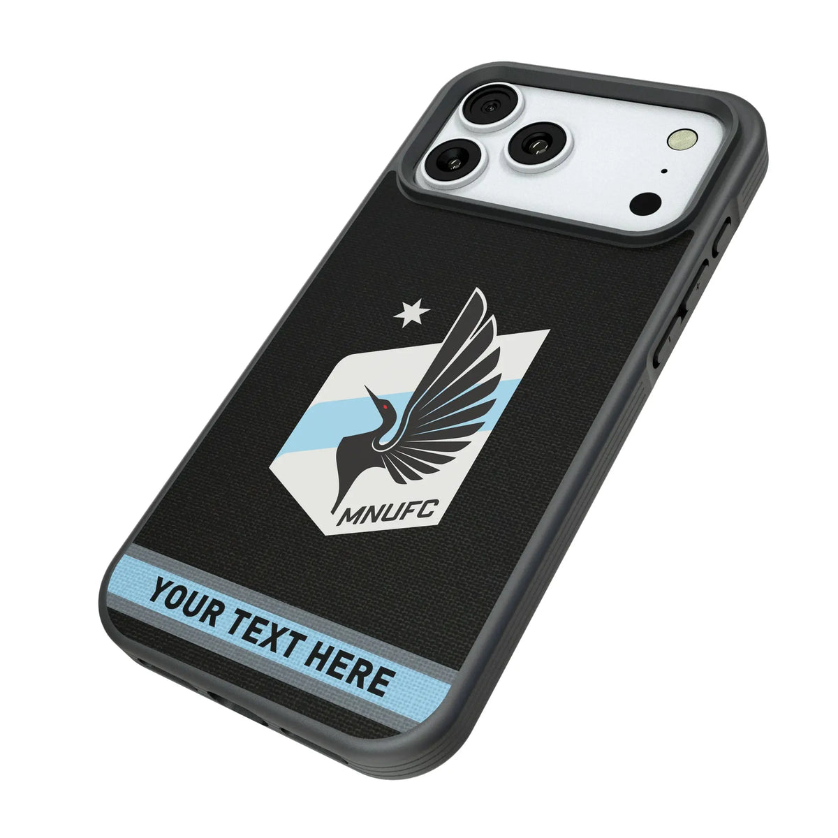 Minnesota United FC Personalized Stripe iPhone Bump Phone Case for Apple iPhone - Isometric View#Device_iPhone 18 Pro Max