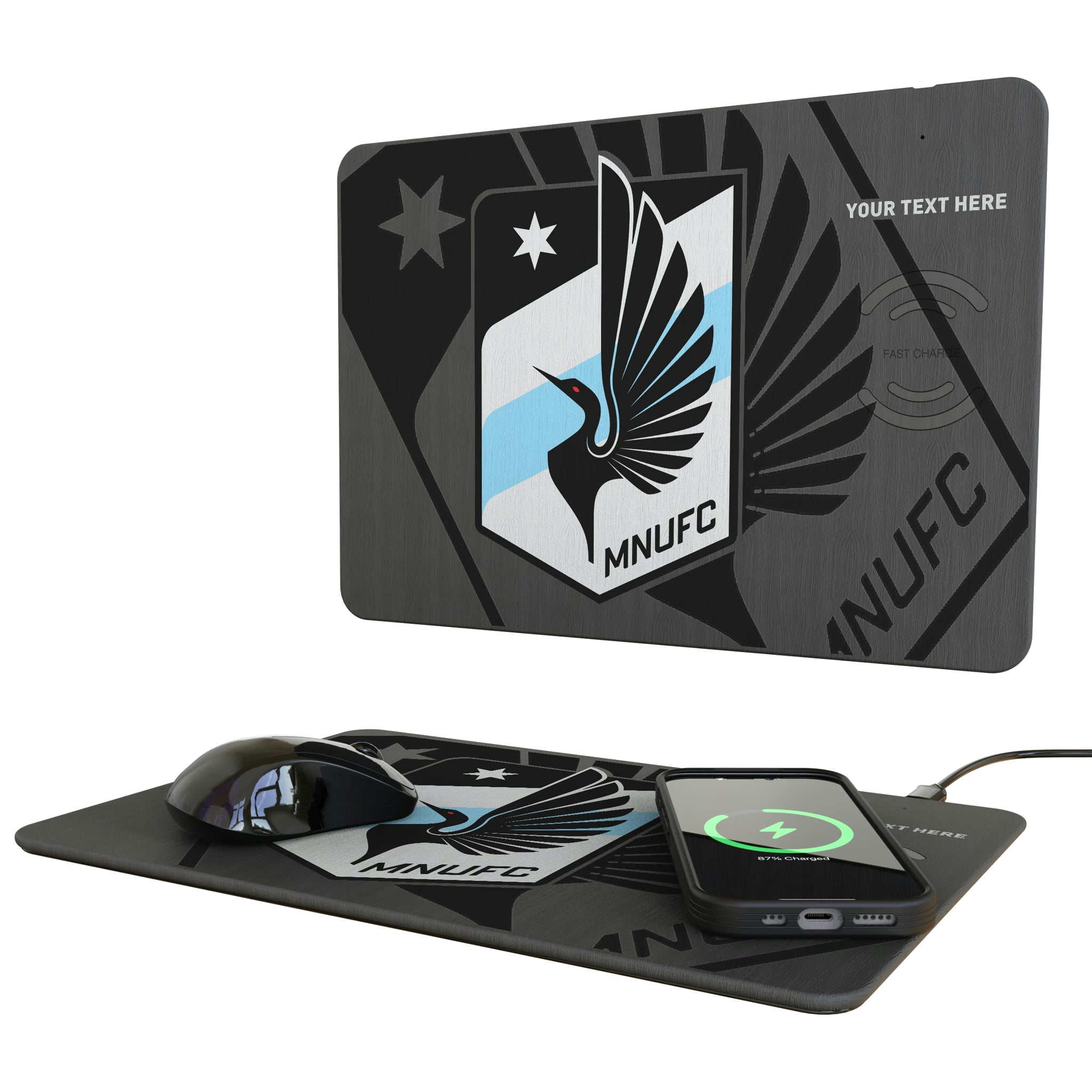 Minnesota United FC Personalized Tilt 15-Watt Wireless Charger and Mouse Pad