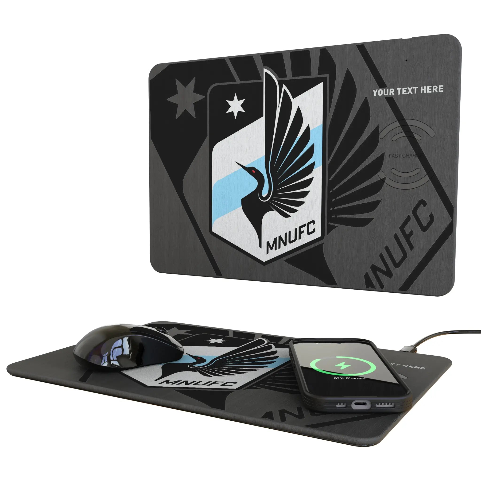 Minnesota United FC Personalized Tilt 15-Watt Wireless Charger and Mouse Pad
