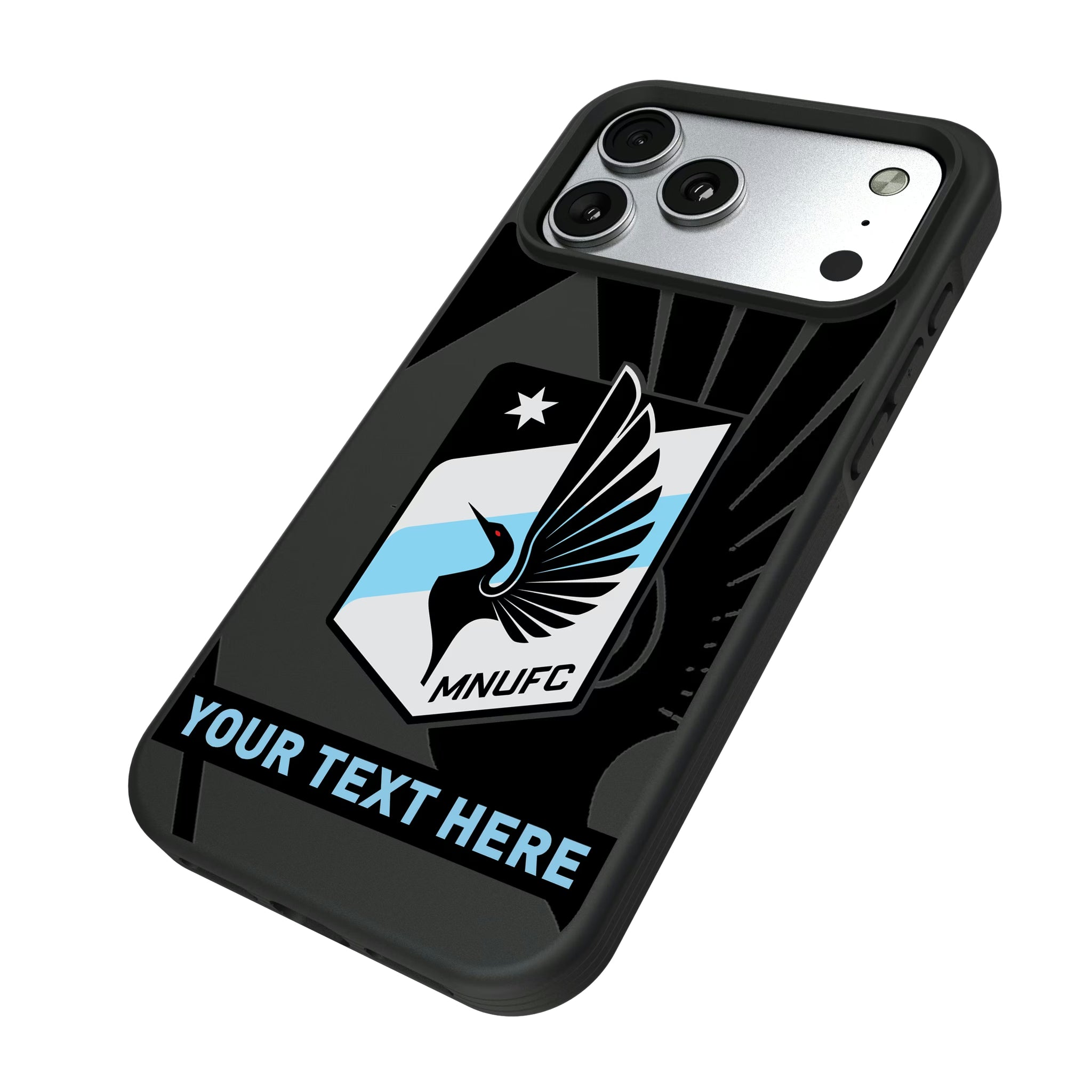 Minnesota United FC Personalized Tilt iPhone Bump Phone Case for Apple iPhone - Isometric View#Device_iPhone 17 Pro Max