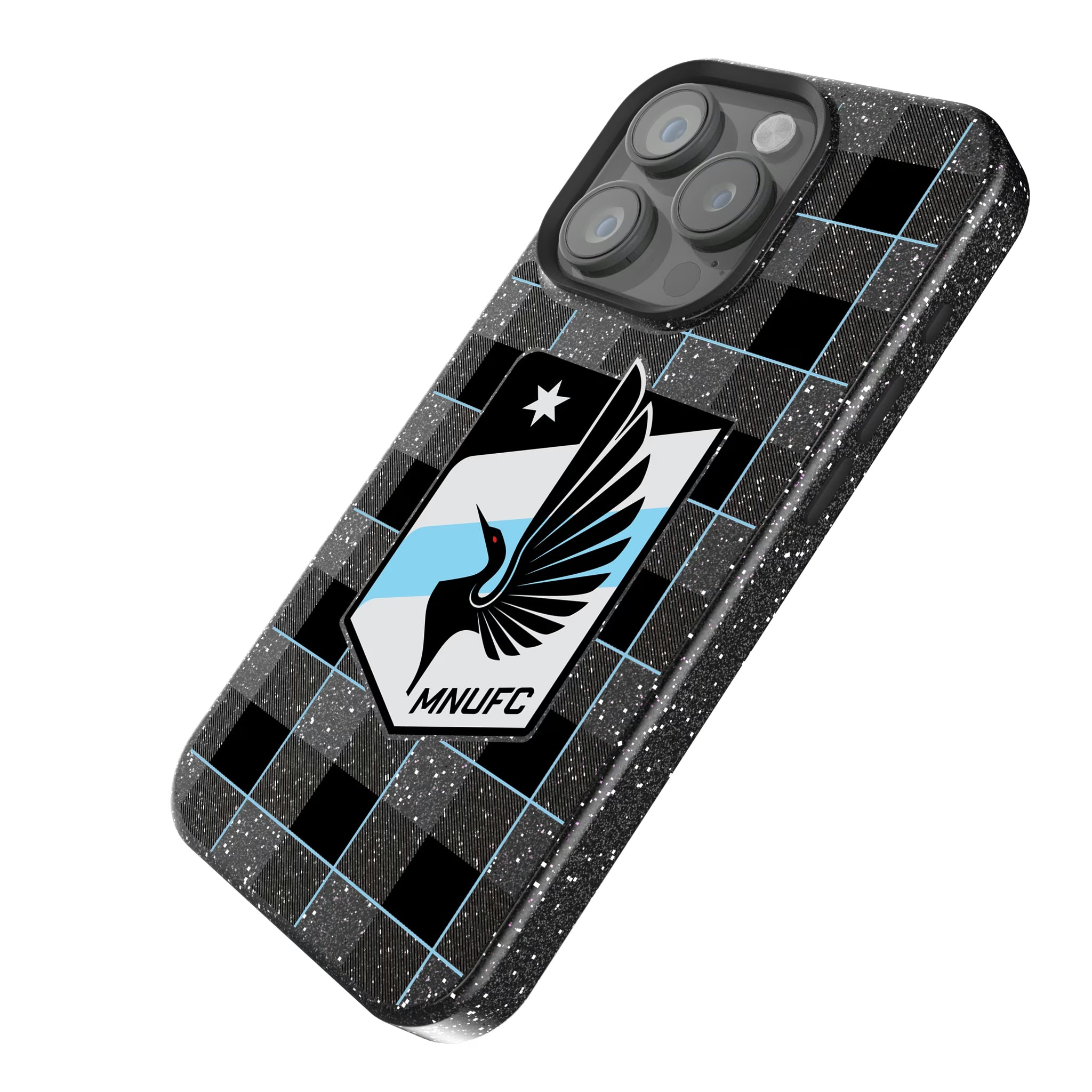 Minnesota United FC Plaid iPhone Bling Phone Case for Apple iPhone - Isometric View