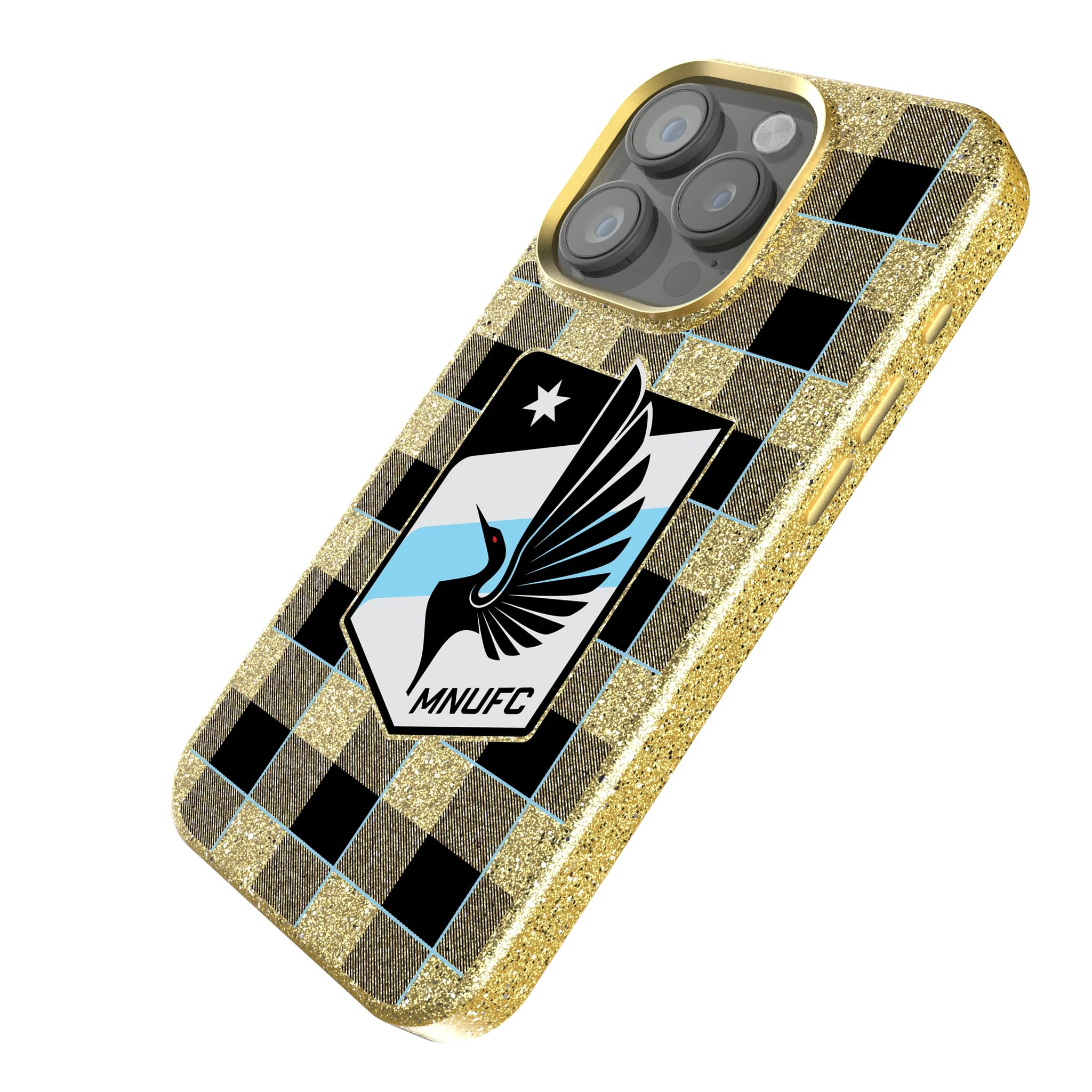 Minnesota United FC Plaid iPhone Bling Phone Case for Apple iPhone - Isometric View