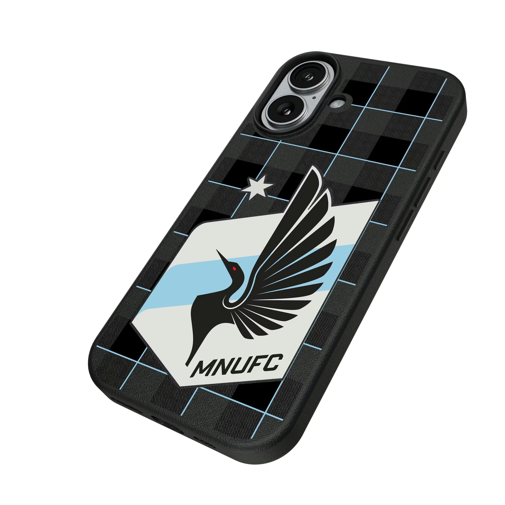 Minnesota United FC Plaid iPhone MagSafe Compatible Phone Case for Apple iPhone - Isometric View#Device_iPhone 17