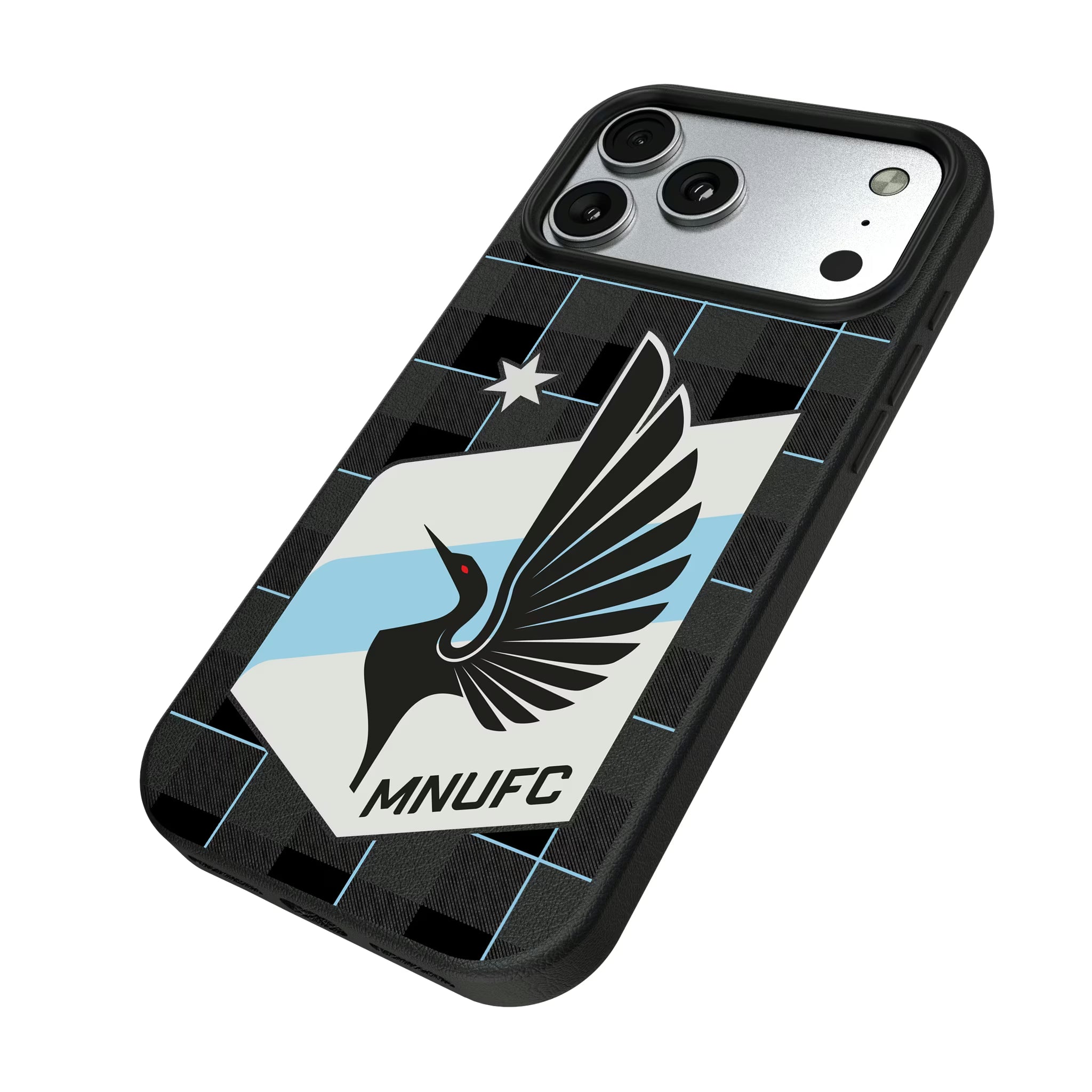 Minnesota United FC Plaid iPhone MagSafe Compatible Phone Case for Apple iPhone - Isometric View#Device_iPhone 17 Pro Max