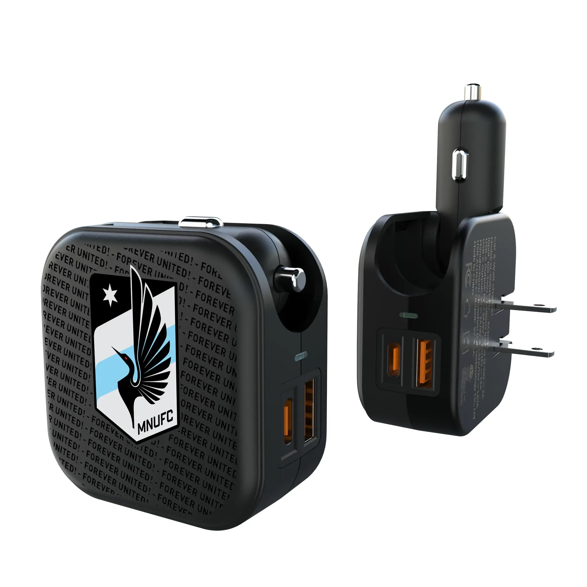 Minnesota United FC Text Backdrop 2 in 1 USB A/C Charger
