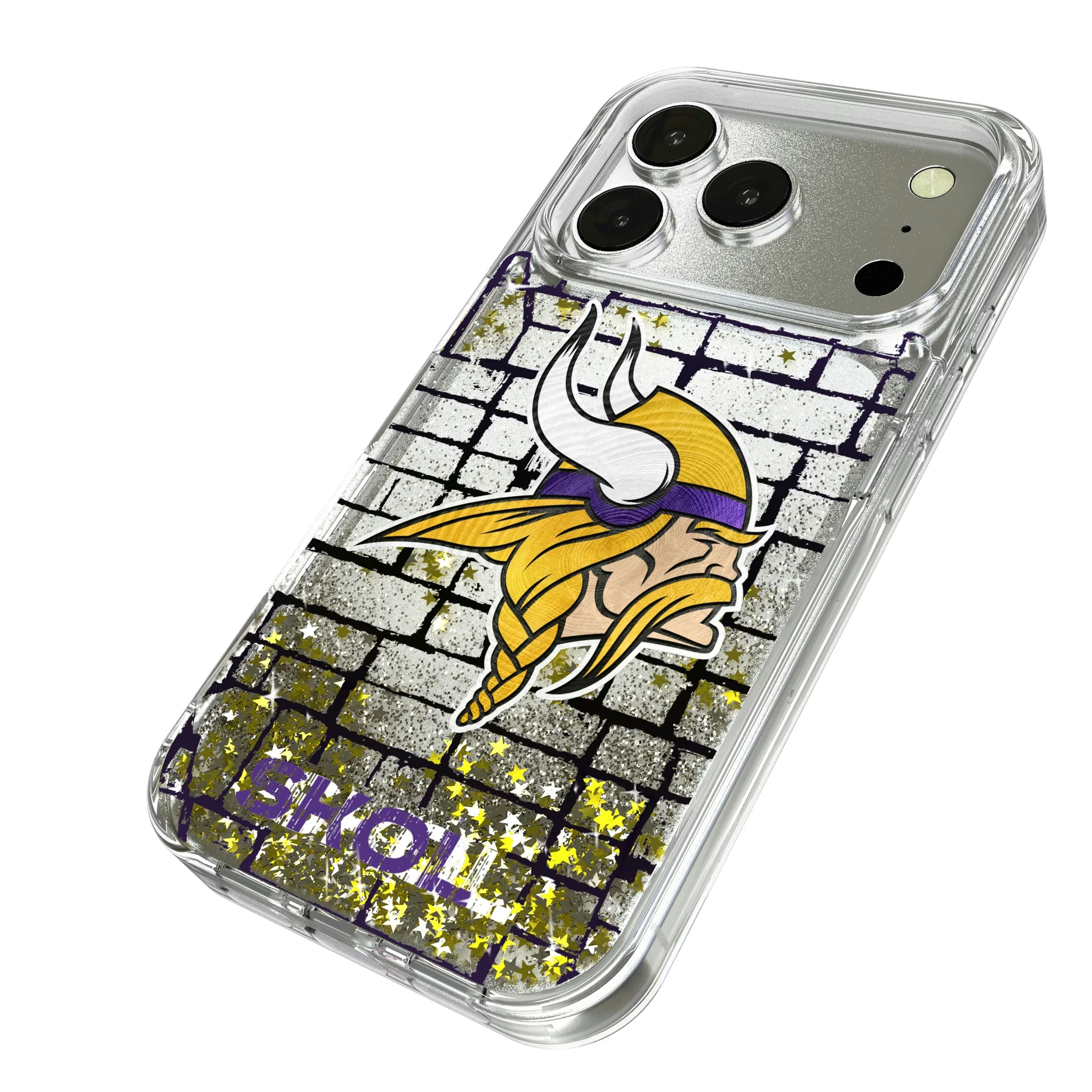 Minnesota Vikings Brick iPhone Glitter Phone Case for Apple iPhone - Isometric View