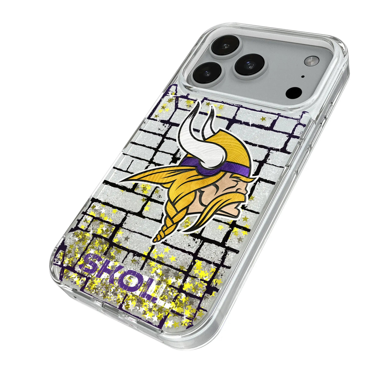 Minnesota Vikings Brick iPhone Glitter Phone Case for Apple iPhone - Isometric View#Device_iPhone 18 Pro